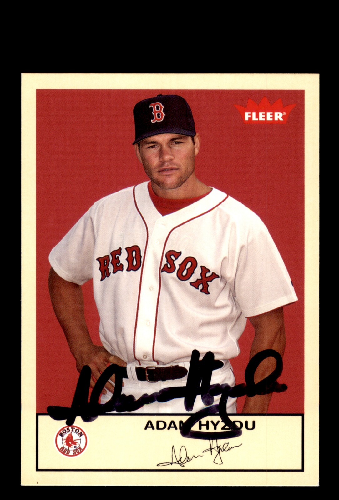 Signed Baseball Card Auto Adam Hyzdu 2005 Fleer Tradition #165 Boston Red Sox