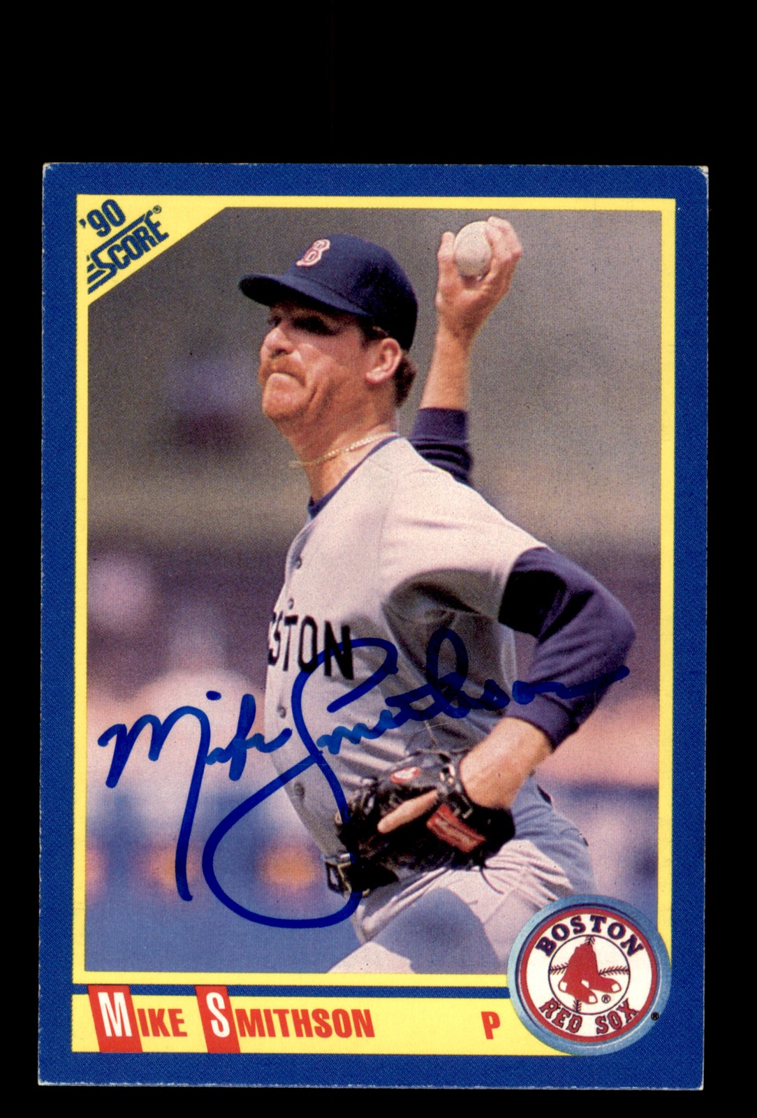 Signed Baseball Card Auto Mike Smithson 1990 Score #512 Boston Red Sox