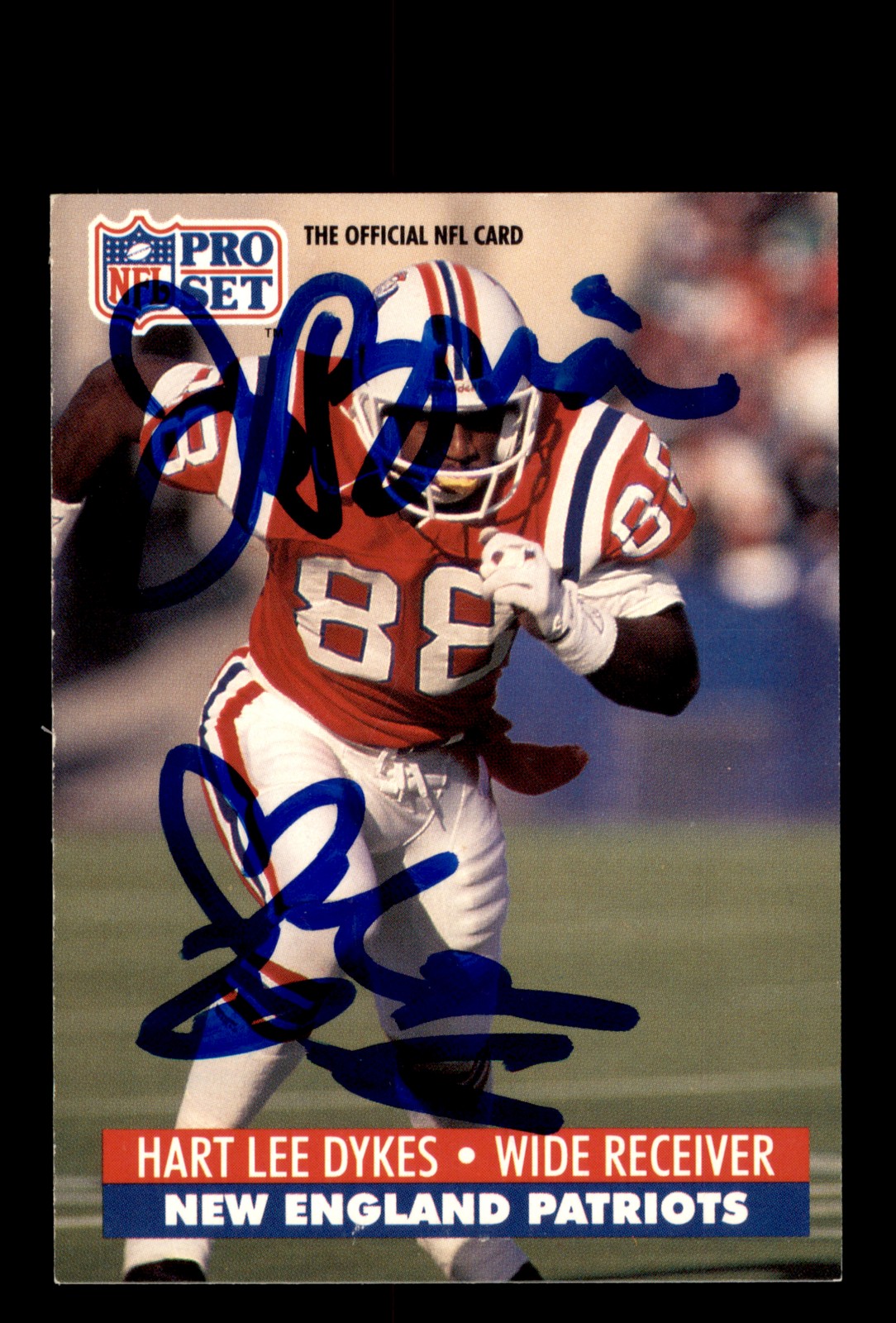 Signed Football Card Auto Hart Lee Dykes 1991 Pro Set #228 Patriots Personalized