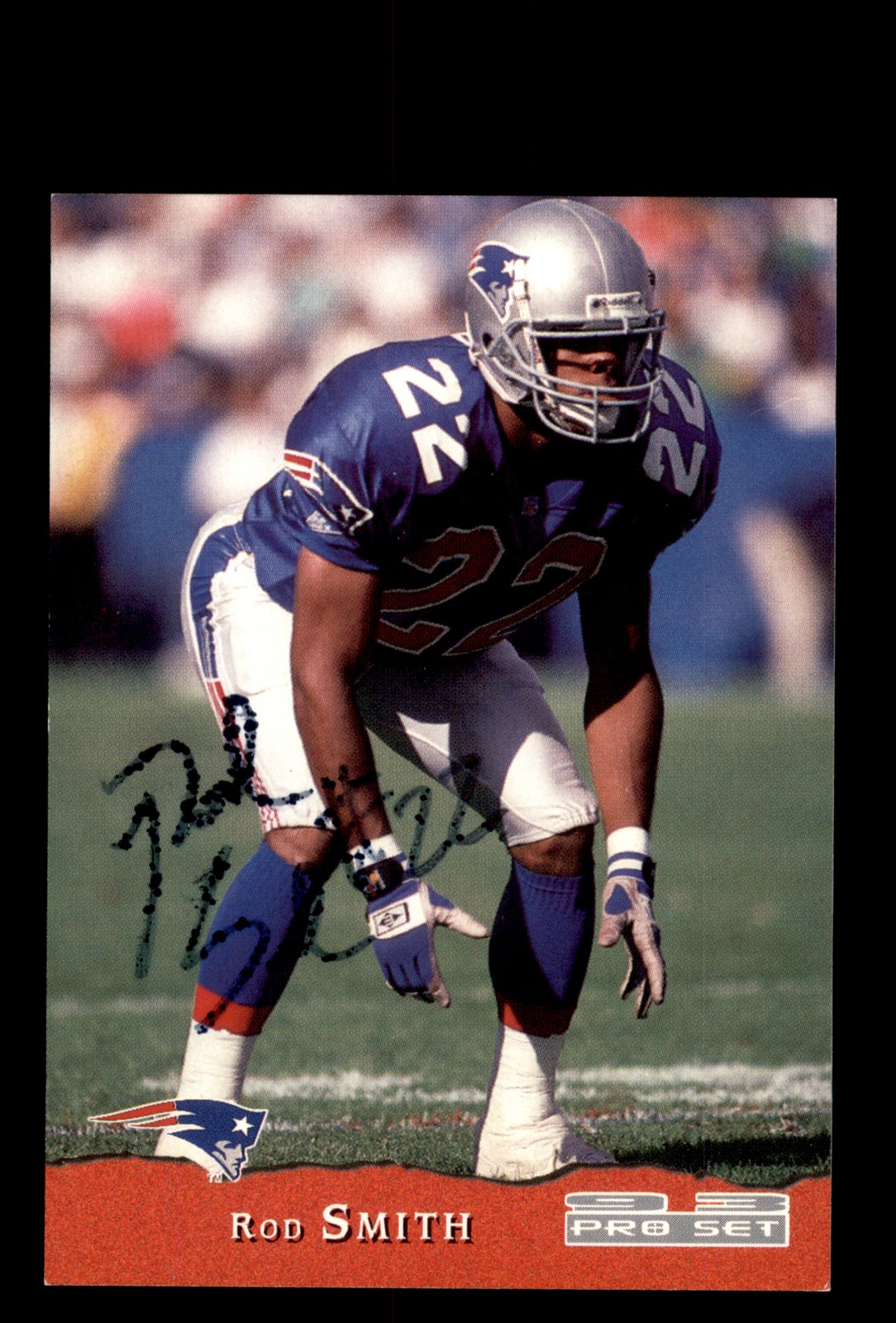 Signed Football Card Auto Rod Smith 1993 Pro Set #282 New England Patriots