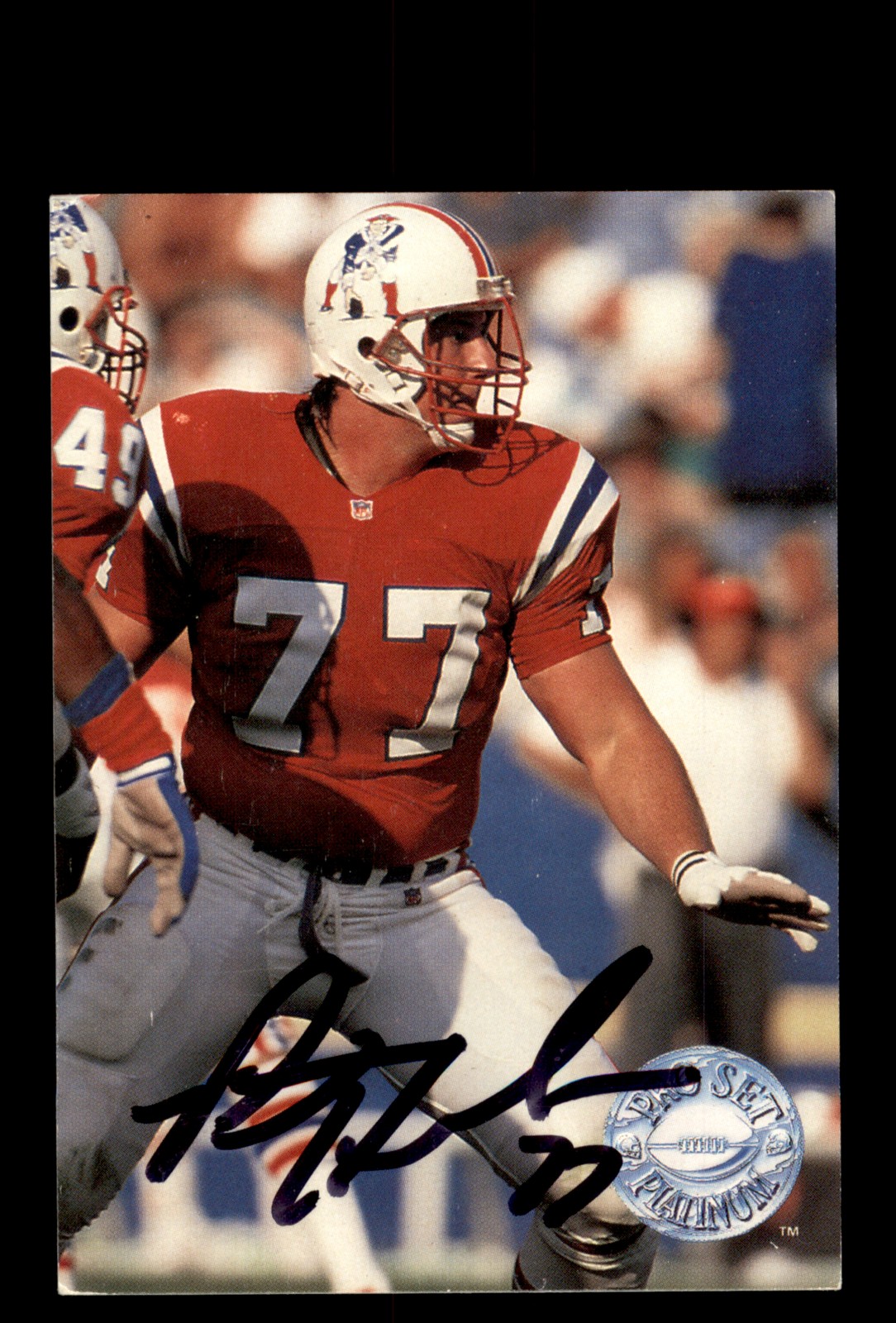 Signed Football Card Auto Pat Harlow 1991 Pro Set Platinum #291 Patriots
