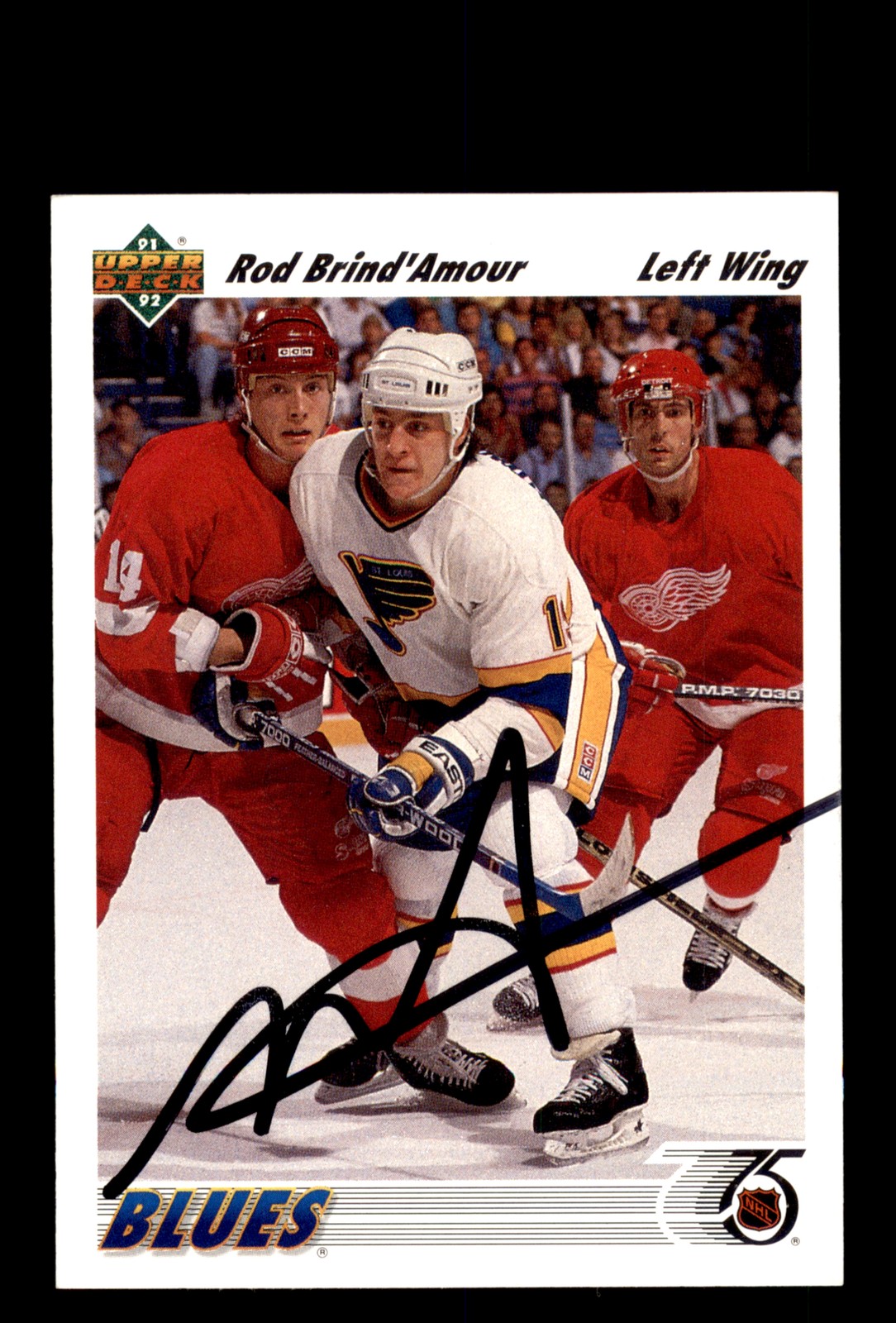 Signed Hockey Card Auto Rod Brind'Amour 1991-92 Upper Deck #189 St. Louis Blues