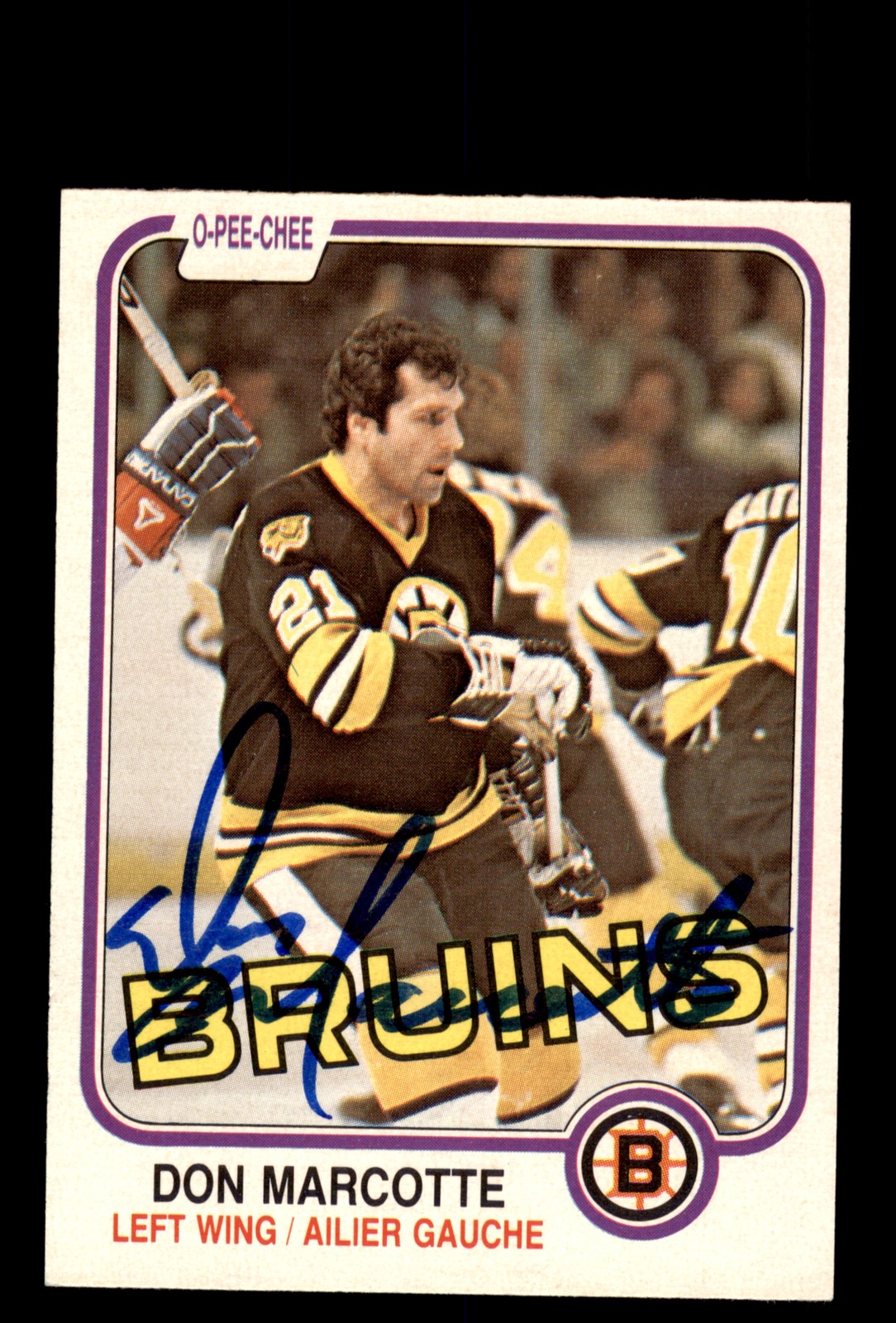 Signed Hockey Card Auto Don Marcotte 1981-82 O-Pee-Chee #14 Boston Bruins