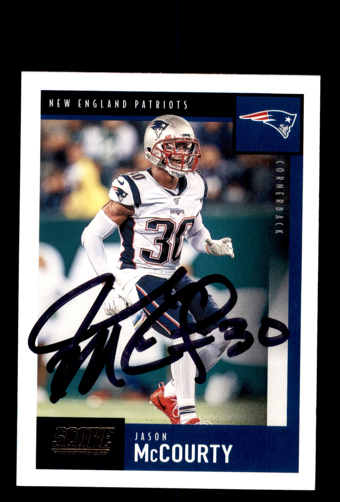 Signed Football Card Auto Jason McCourty 2020 Score #28 New England Patriots