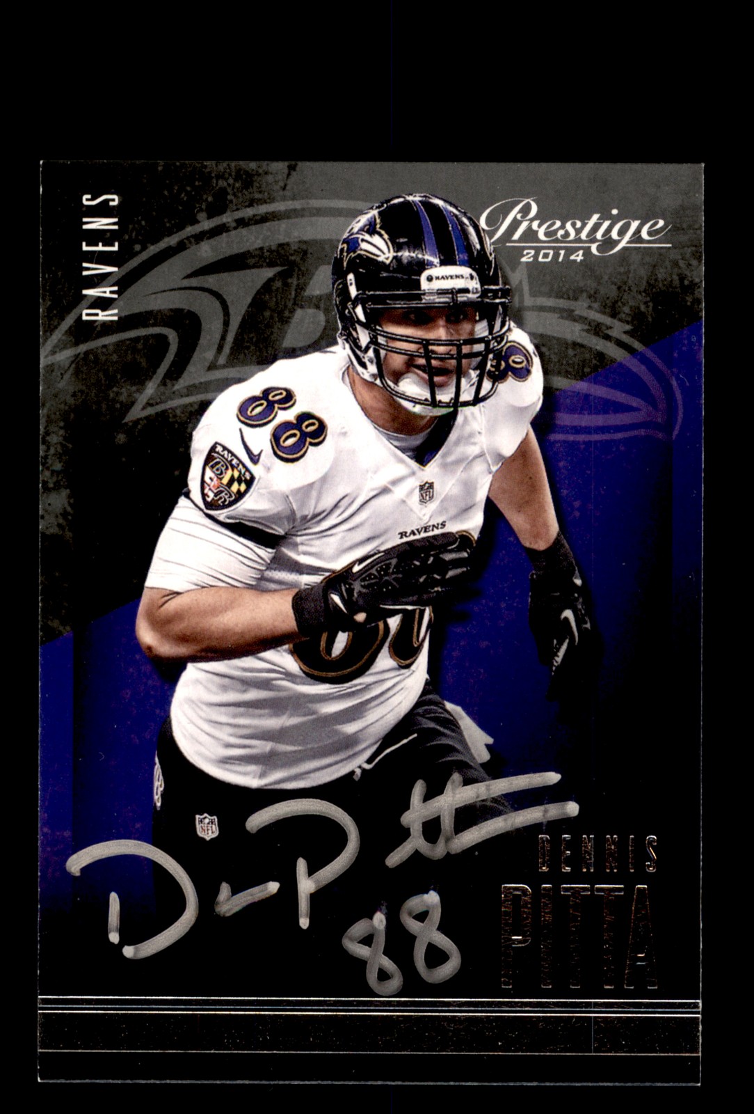 Signed Football Card Auto Dennis Pitta 2014 Panini Prestige #30 Baltimore Ravens