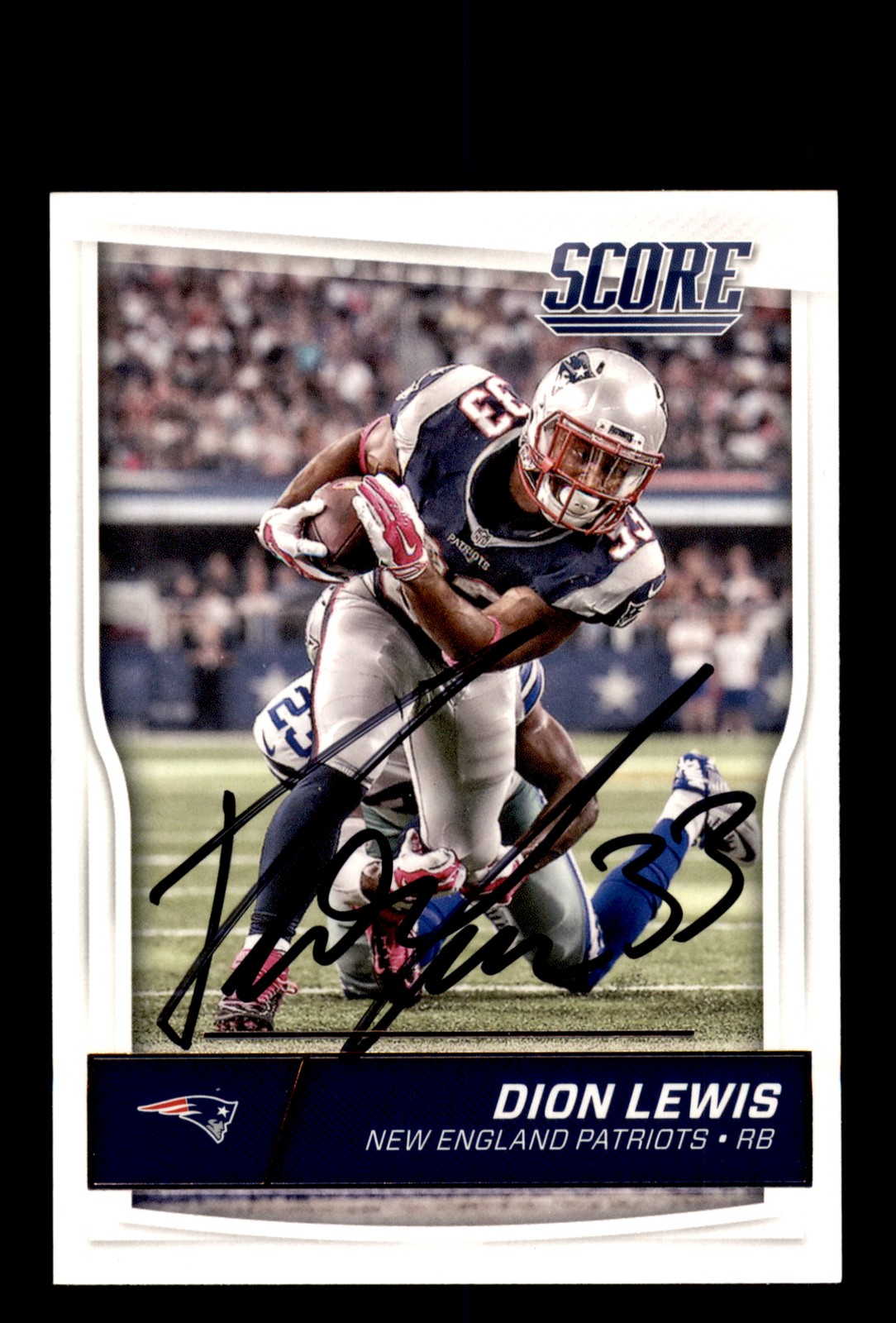 Signed Football Card Auto Dion Lewis 2016 Score #190 New England Patriots
