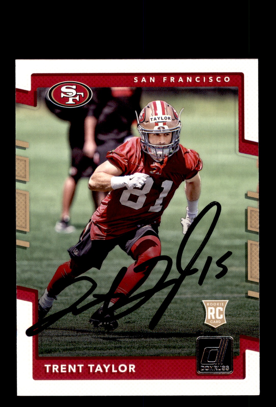 Signed Football Card Auto Trent Taylor 2017 Donruss #375 San Francisco 49ers