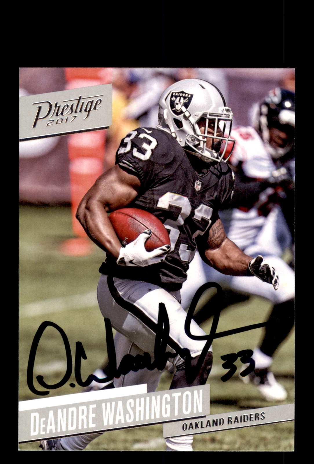 Signed Football Card Auto DeAndre Washington 2017 Panini Prestige #7 Raiders