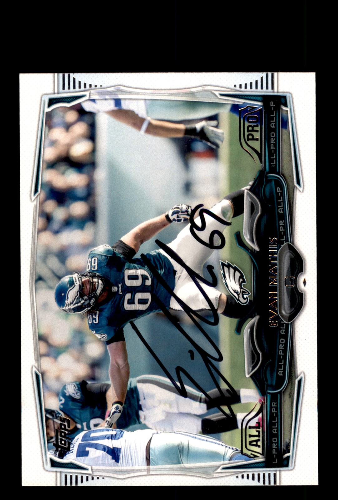 Signed Football Card Auto Evan Mathis 2014 Topps #114 Philadelphia Eagles