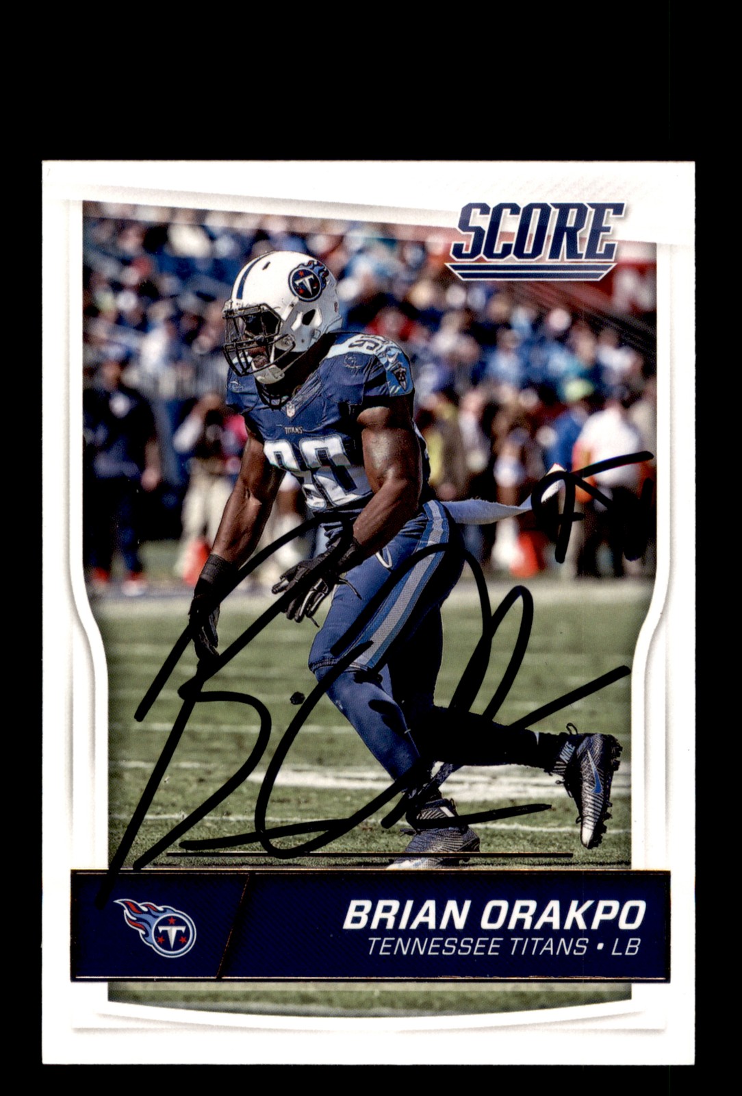 Signed Football Card Auto Brian Orakpo 2016 Score #320 Tennessee Titans