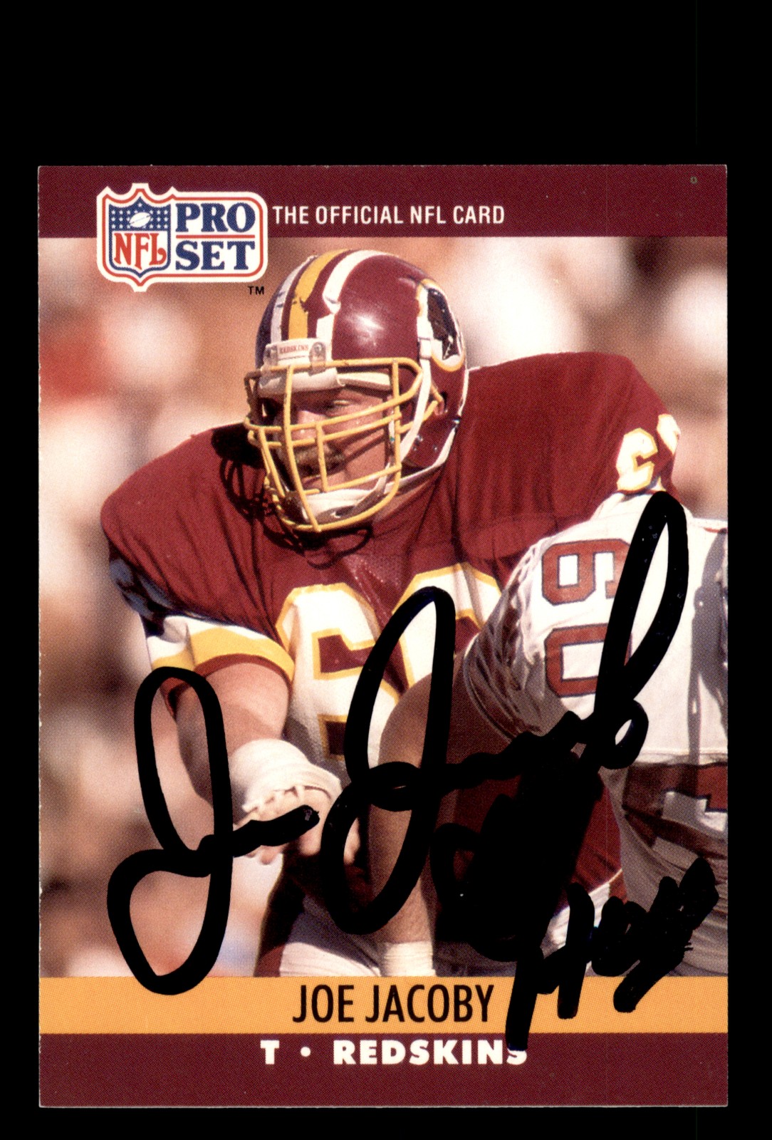 Signed Football Card Auto Joe Jacoby 1990 Pro Set #664 Washington Redskins
