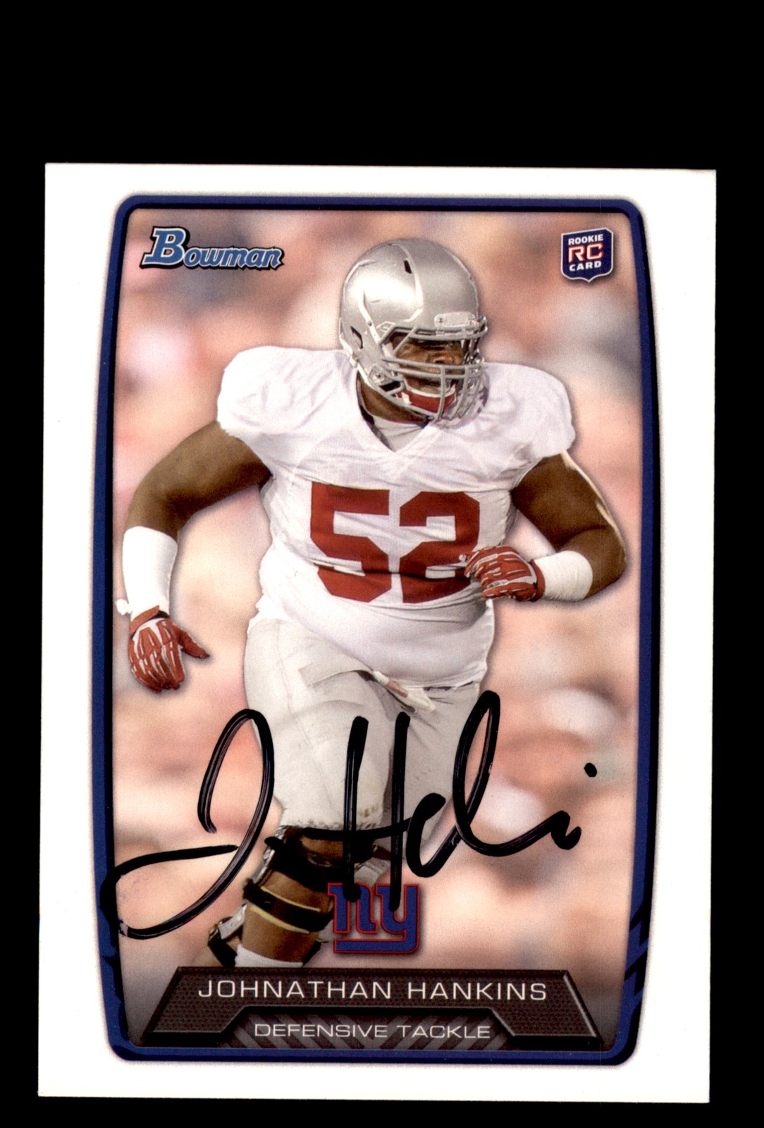 Signed Football Card Auto Johnathan Hankins 2013 Bowman #122 New York Giants