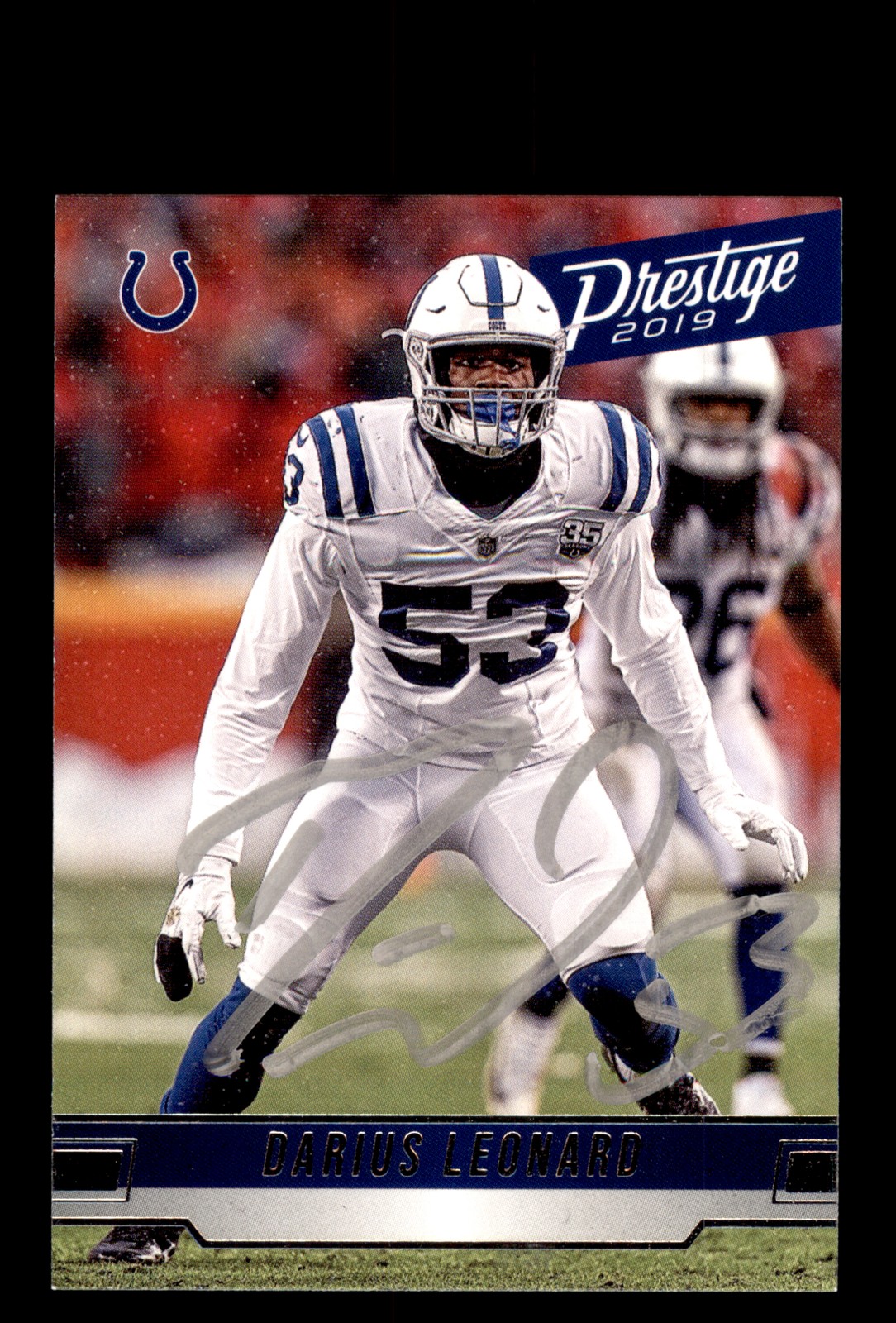Signed Football Card Auto Darius Leonard 2019 Panini Prestige #111 Colts
