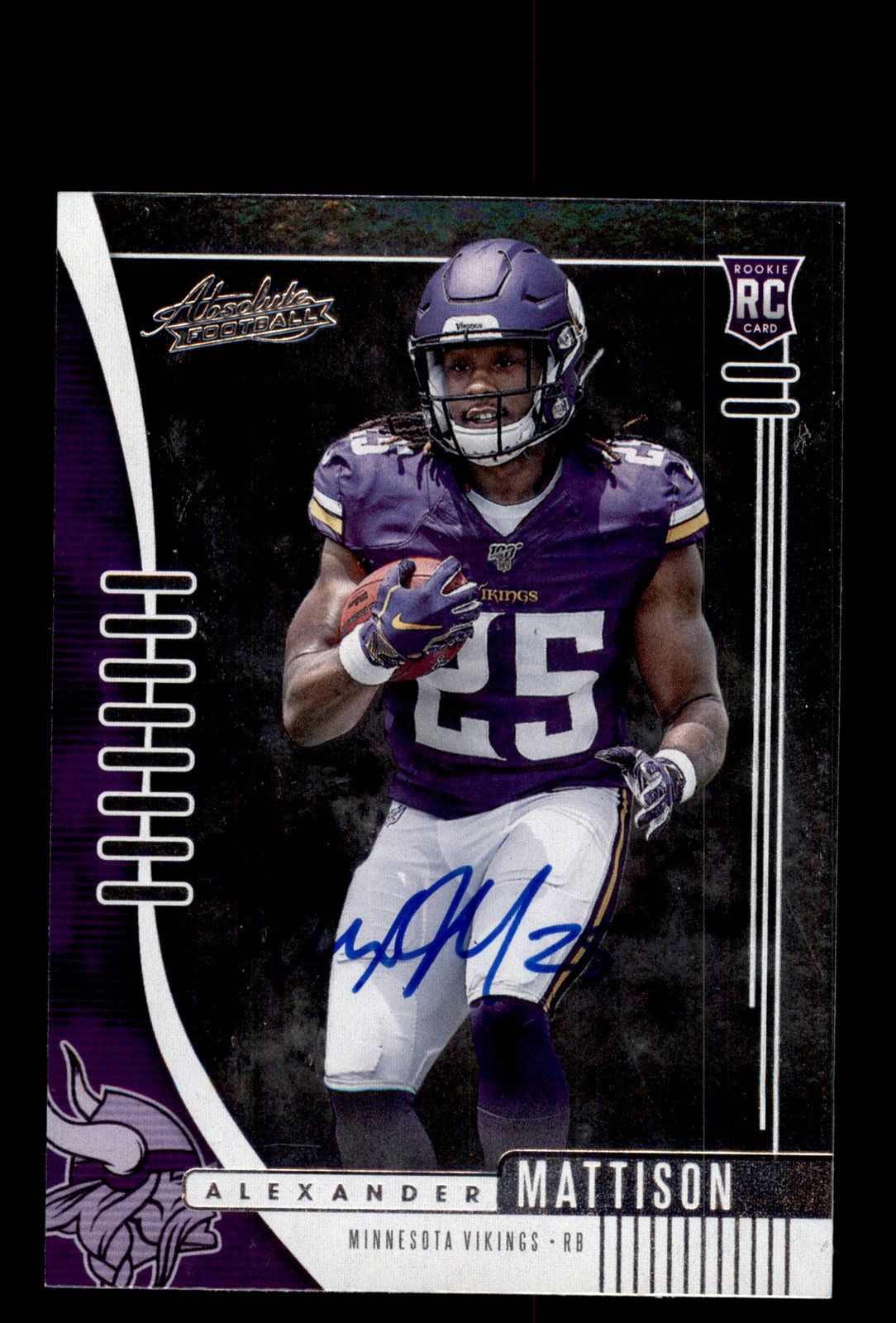 Signed Football Card Auto Alexander Mattison 2019 Panini Absolute #102 Vikings