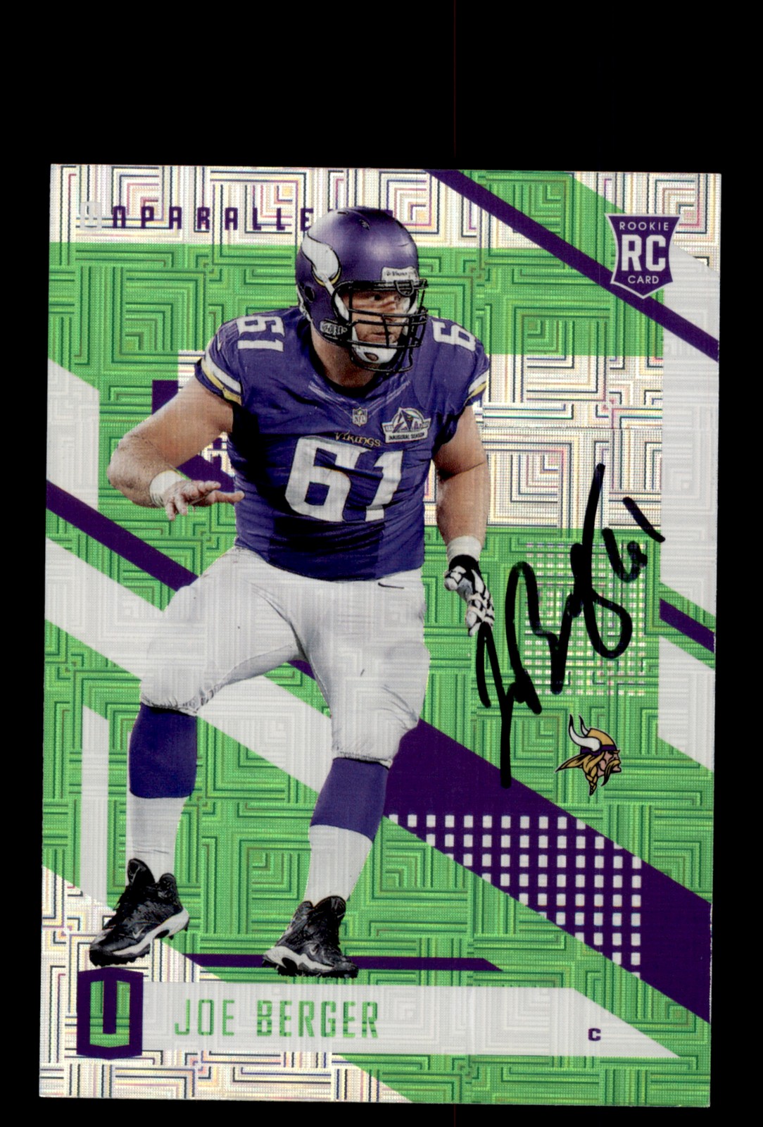 Signed Football Card Auto Joe Berger 2017 Panini Unparalleled #138 Vikings