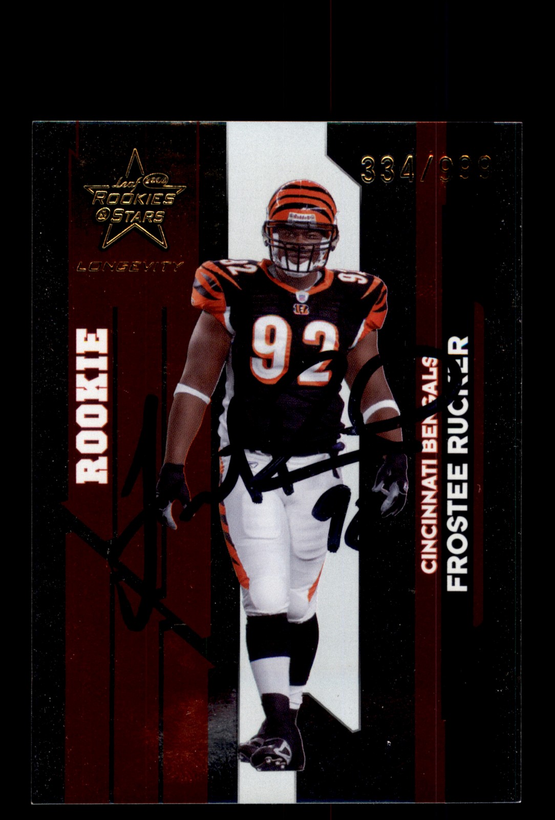 Signed Football Card Auto Frostee Rucker 2006 Leaf Rookies & Stars Longevity