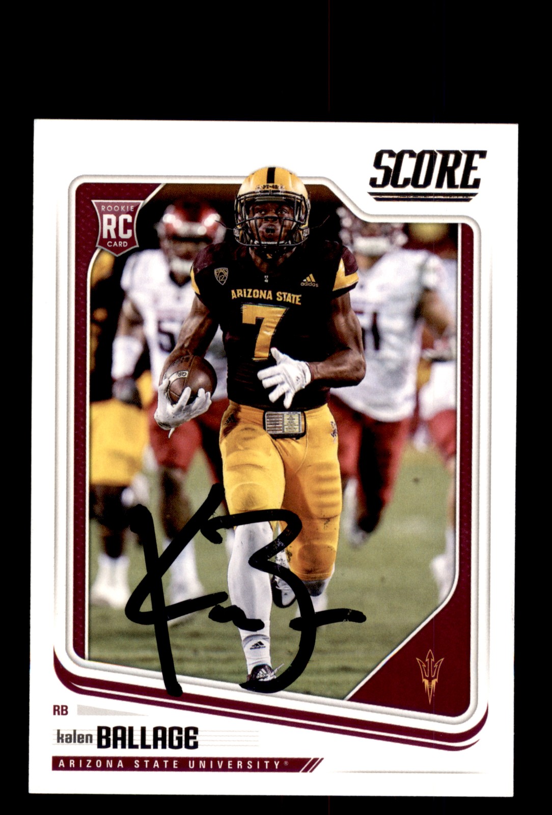 Signed Football Card Auto Kalen Ballage 2018 Score #372 Arizona State Sun Devils
