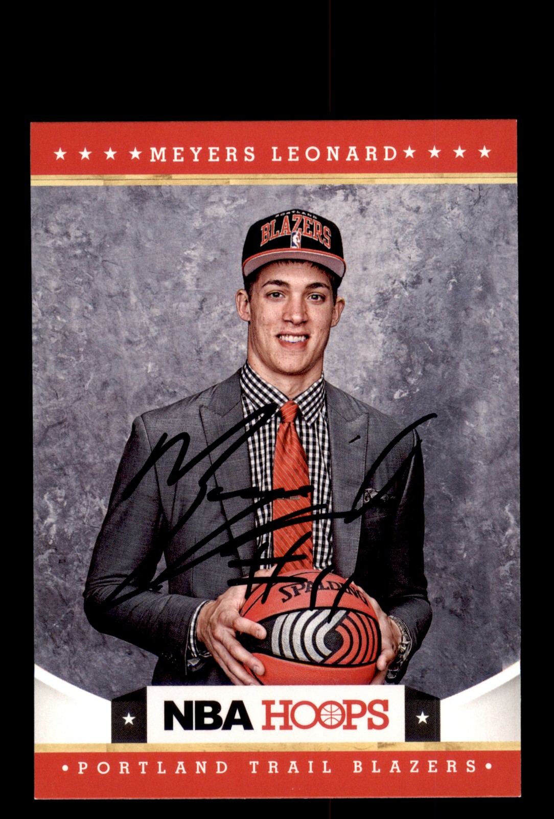 Signed Basketball Card Auto Meyers Leonard 2012-13 Hoops #285 Trail Blazers