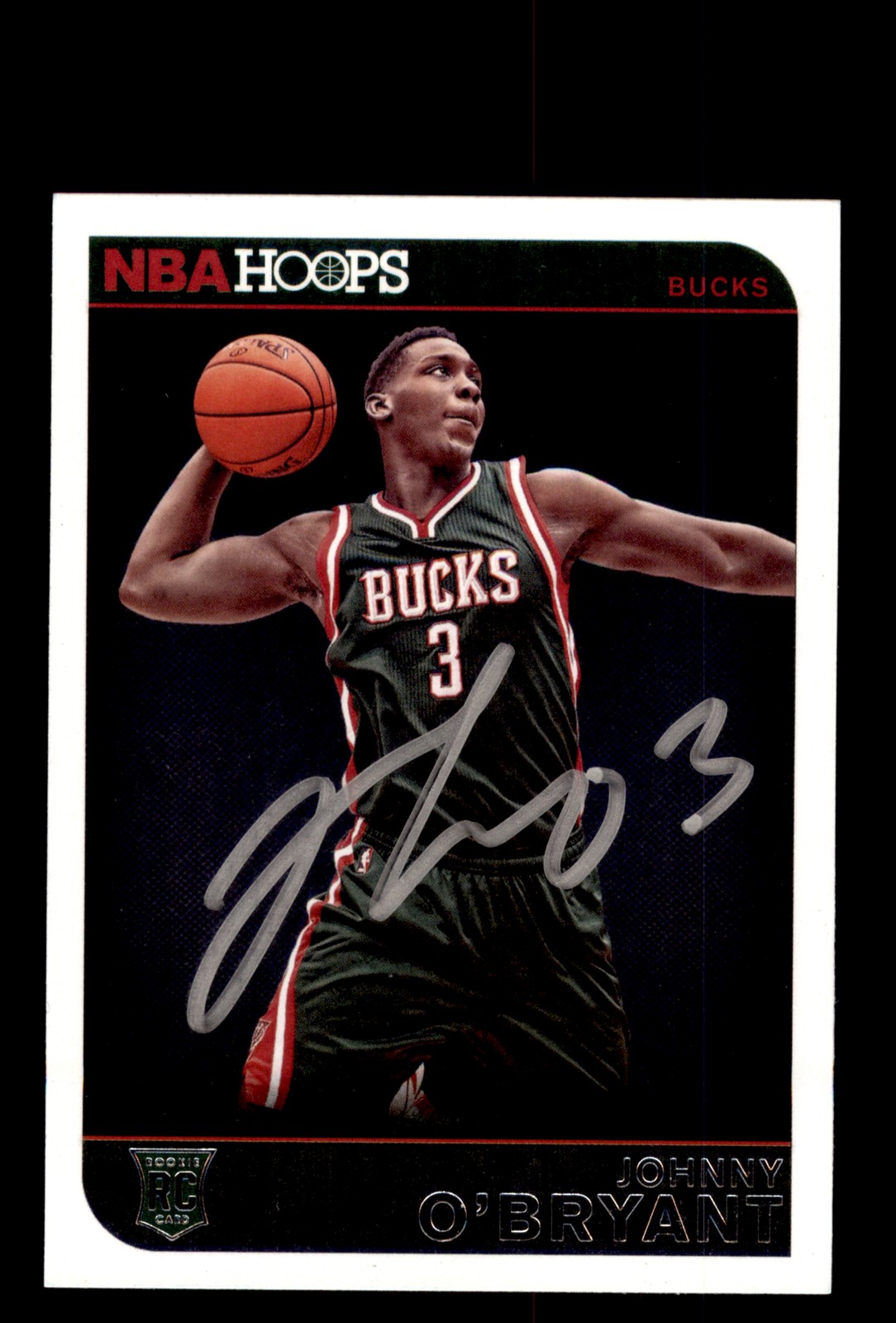 Signed Basketball Card Auto Johnny O'Bryant 2014-15 Hoops #290 Milwaukee Bucks