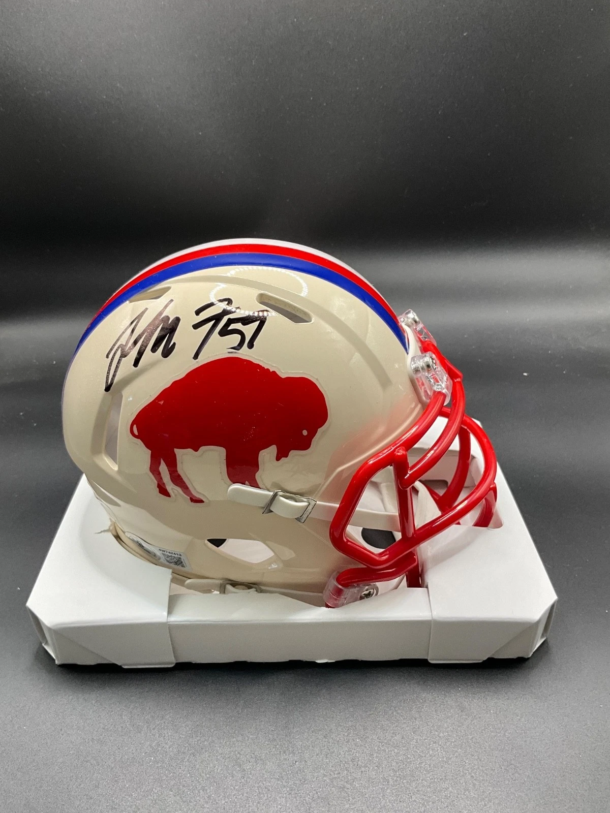 London Fletcher signed Buffalo Bills Riddell Retro Mini Helmet Beckett Auto