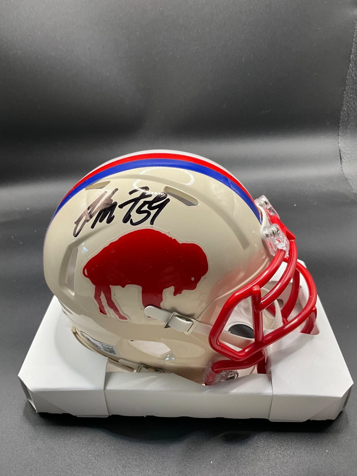 London Fletcher signed Buffalo Bills Riddell Retro Mini Helmet Beckett Auto