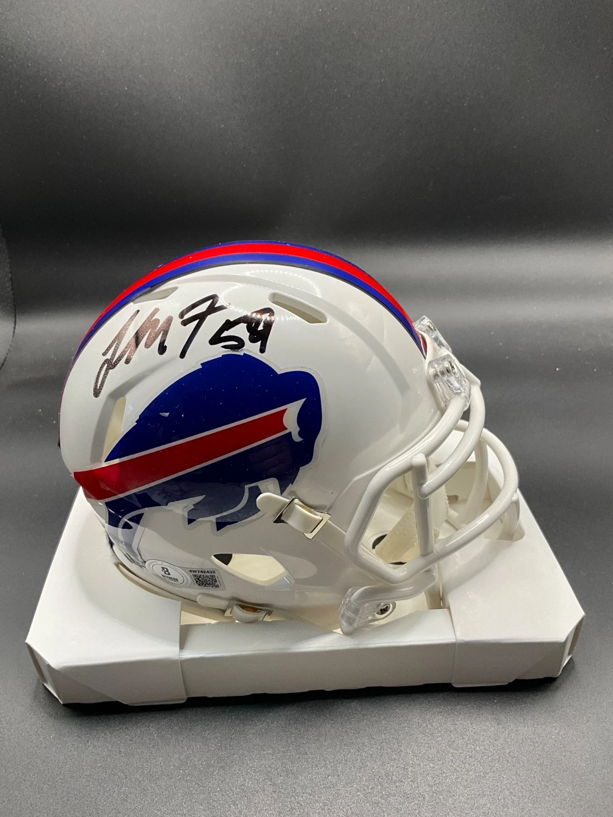 London Fletcher signed Buffalo Bills Riddell Speed Mini Helmet Beckett Auto