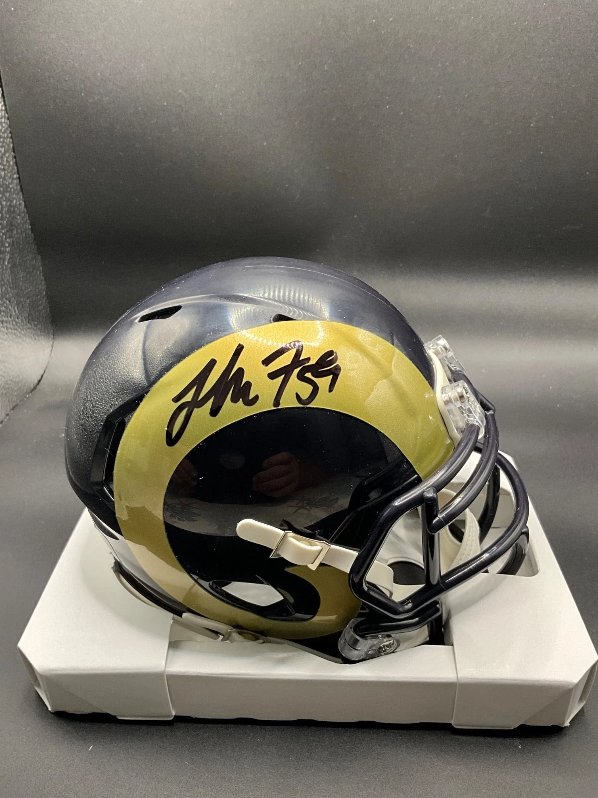 London Fletcher signed Los Angeles Rams Speed Flex Mini Helmet Beckett Auto