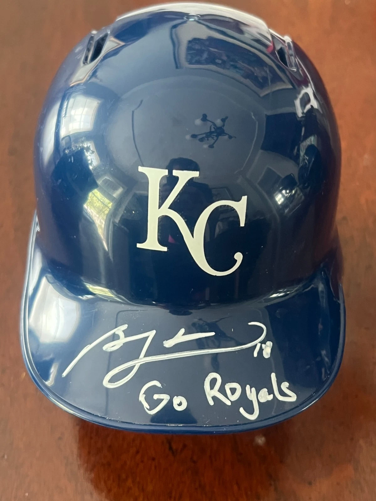 BEN ZOBRIST SIGNED MINI BASEBALL BATTING HELMET KANSAS CITY 