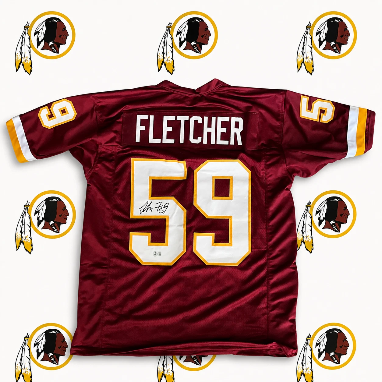 London Fletcher Washington Redskins Custom Red Signed Jersey Beckett Auto