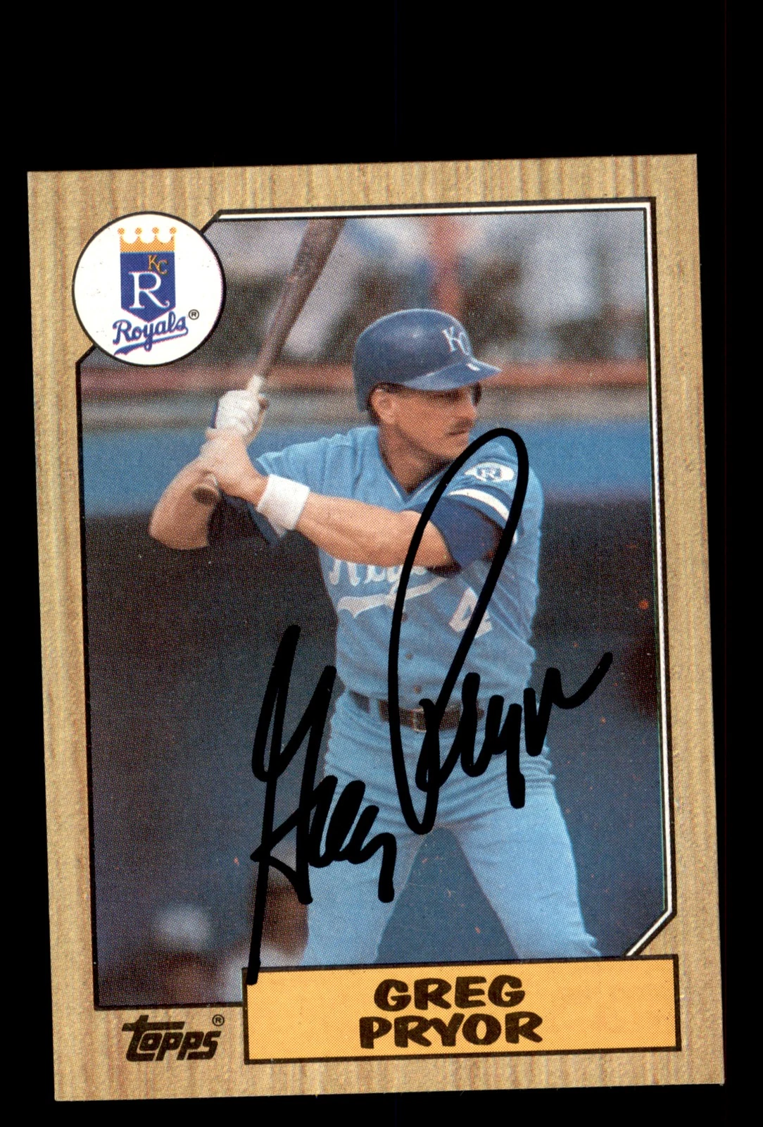 Signed Baseball Card Auto Greg Pryor 1987 Topps #761 Kansas City Royals