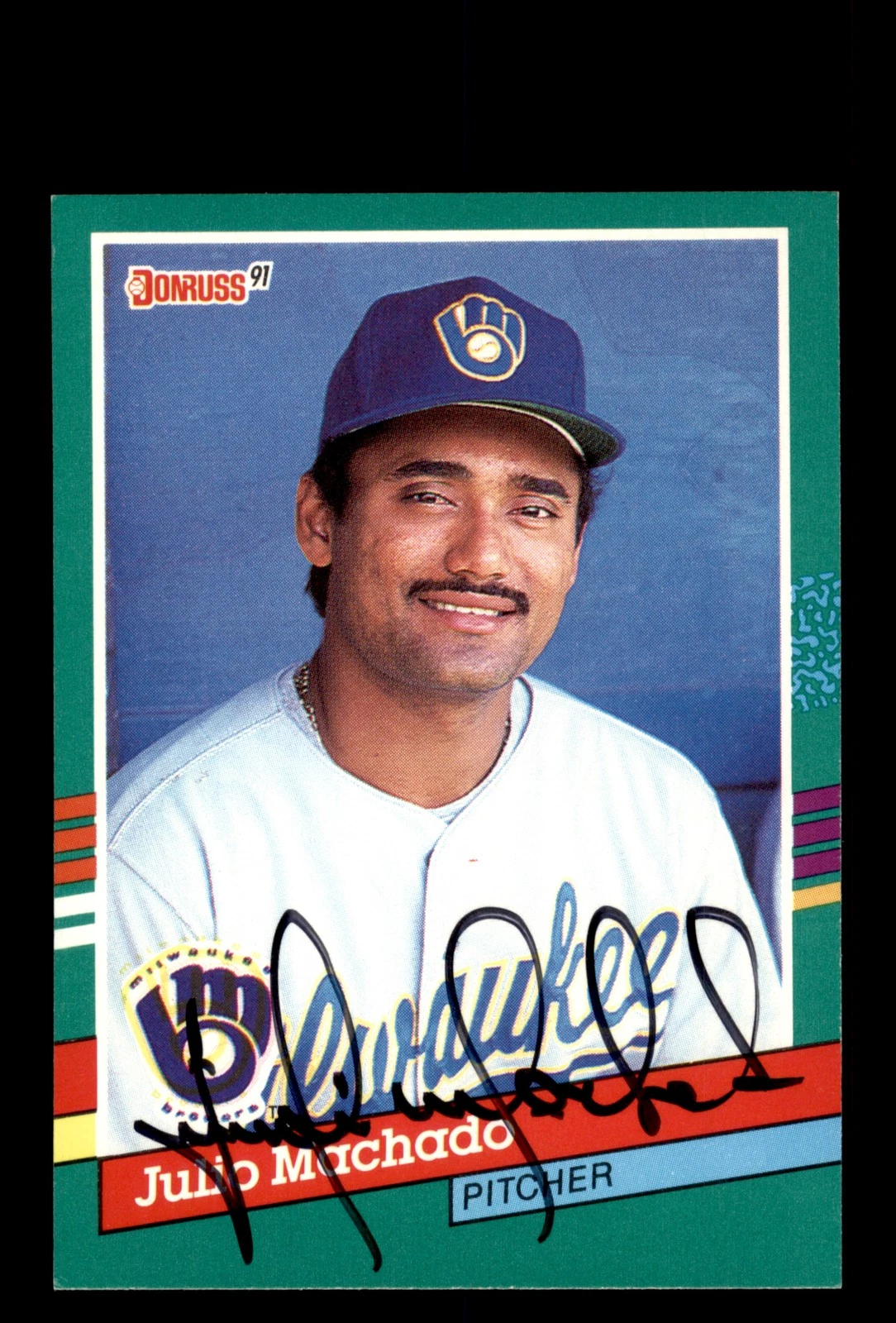 Signed Baseball Card Auto Julio Machado 1991 Donruss #764 Milwaukee Brewers