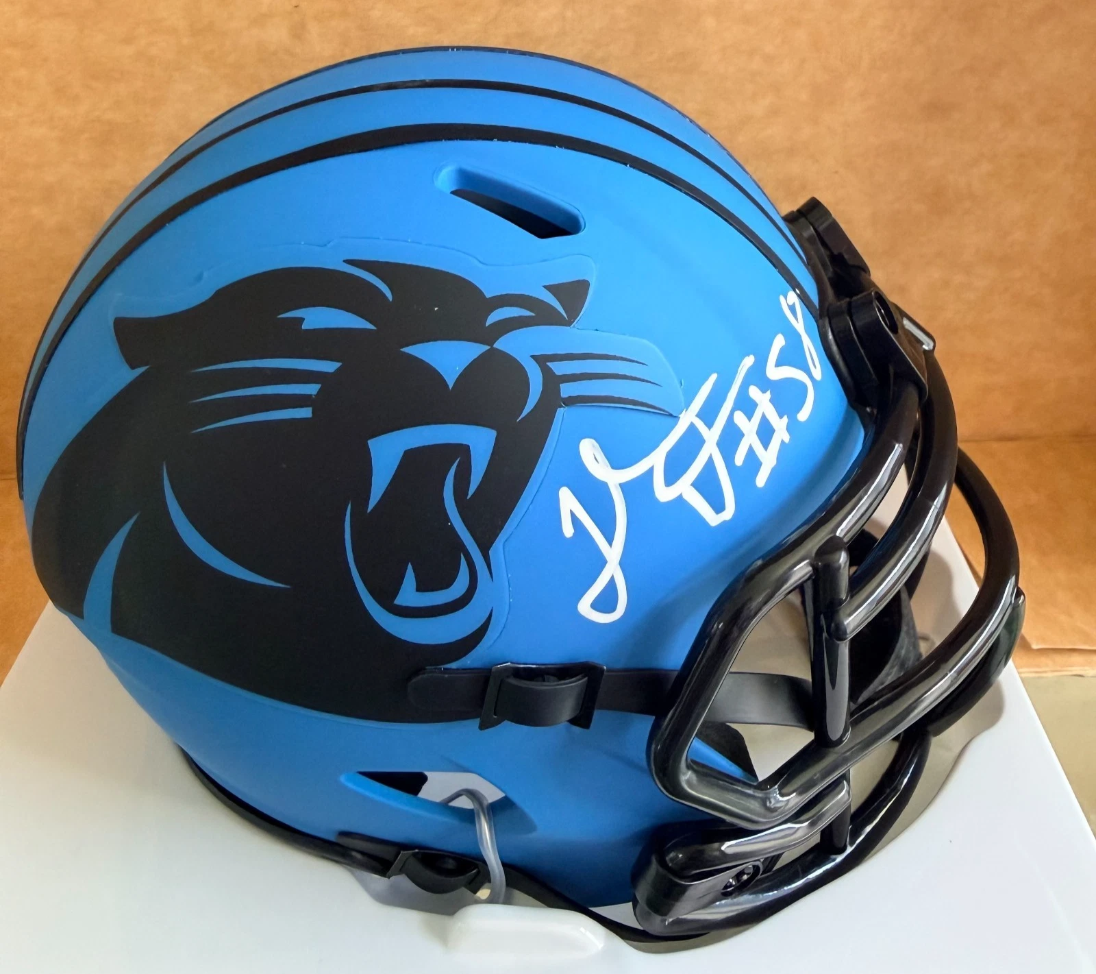 THOMAS DAVIS PANTHERS SIGNED RAVE MINI HELMET BECKETT