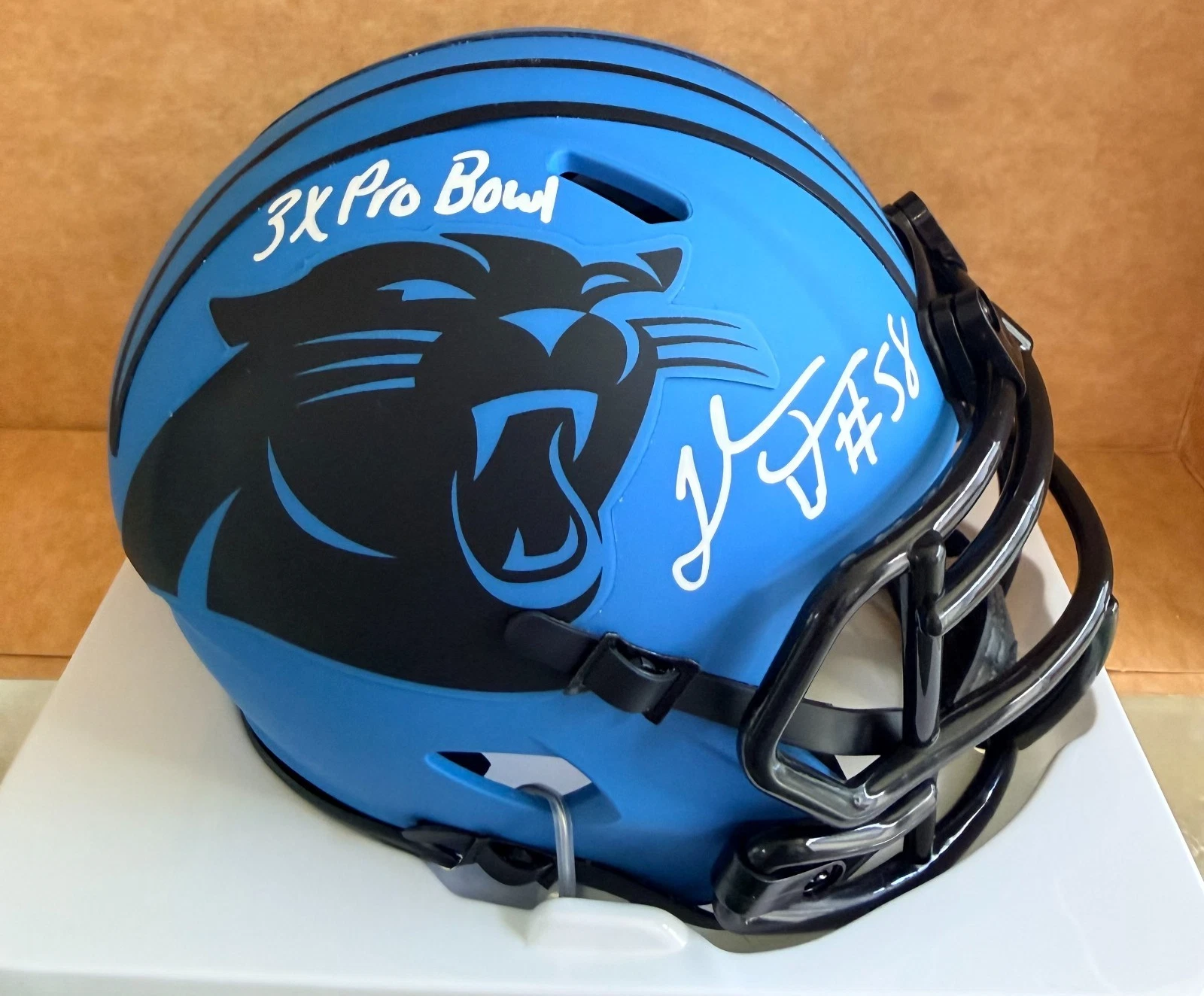 THOMAS DAVIS PANTHERS 3X PRO BOWL SIGNED RAVE MINI HELMET