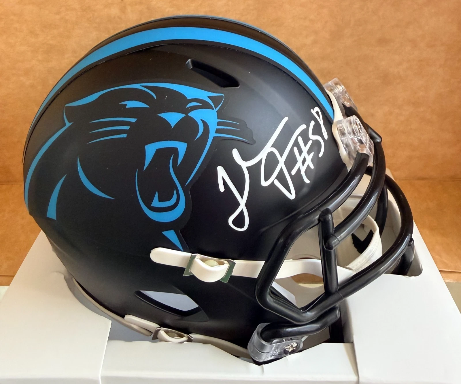 THOMAS DAVIS PANTHERS SIGNED ALTERNATE MINI HELMET BECKETT