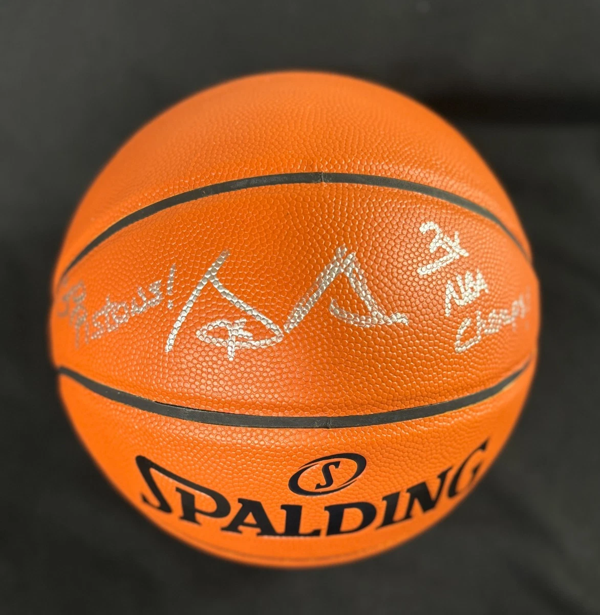 George Blaha Signed & Inscribed Detroit Pistons NBA Replica Game Basketball