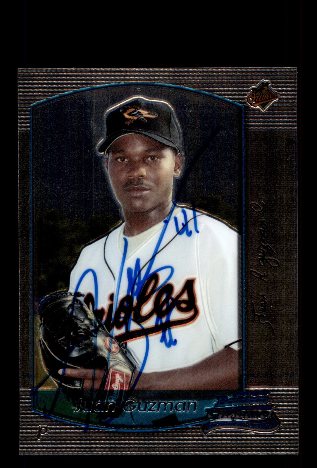 Signed Baseball Card Auto Juan Guzman 2000 Bowman Chrome #356 Baltimore Orioles