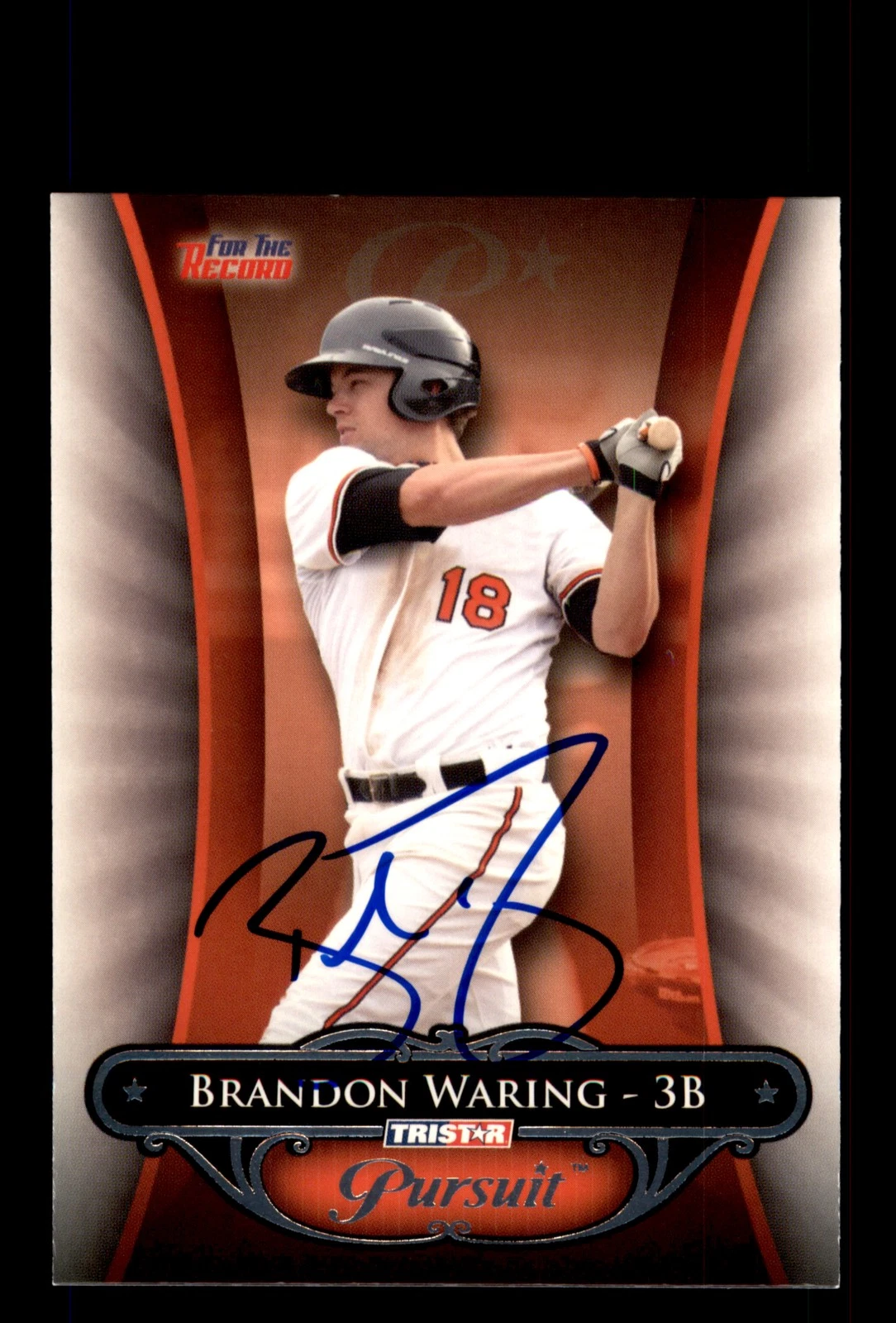 Signed Baseball Card Auto Brandon Waring 2010 TriStar Pursuit #65 Bowie Baysox