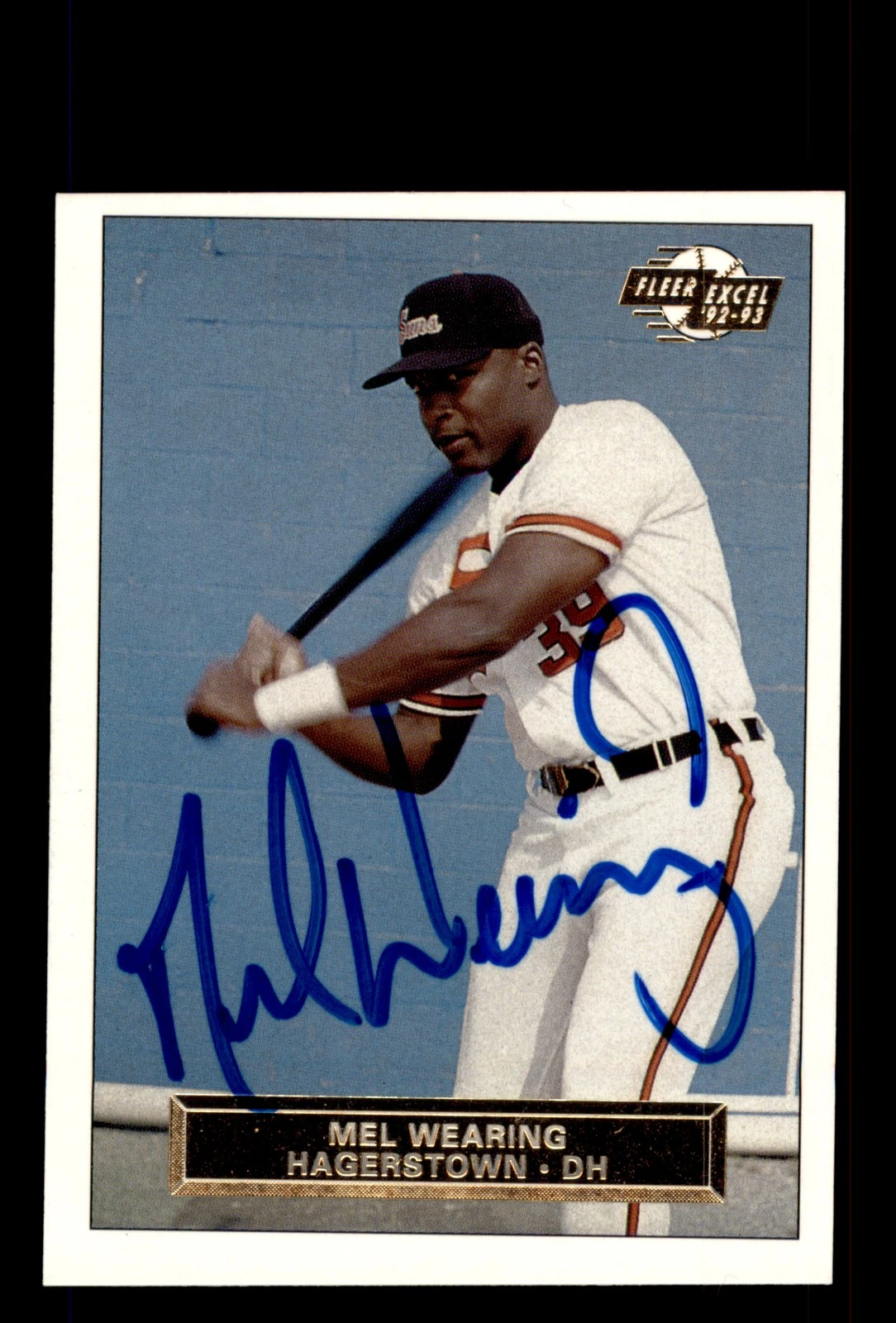 Signed Baseball Card Auto Mel Wearing 1992-93 Fleer Excel #128 Hagerstown Suns