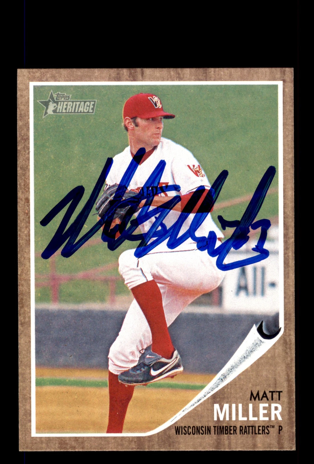 Signed Baseball Card Auto Matt Miller 2011 Topps Heritage Minor League #40