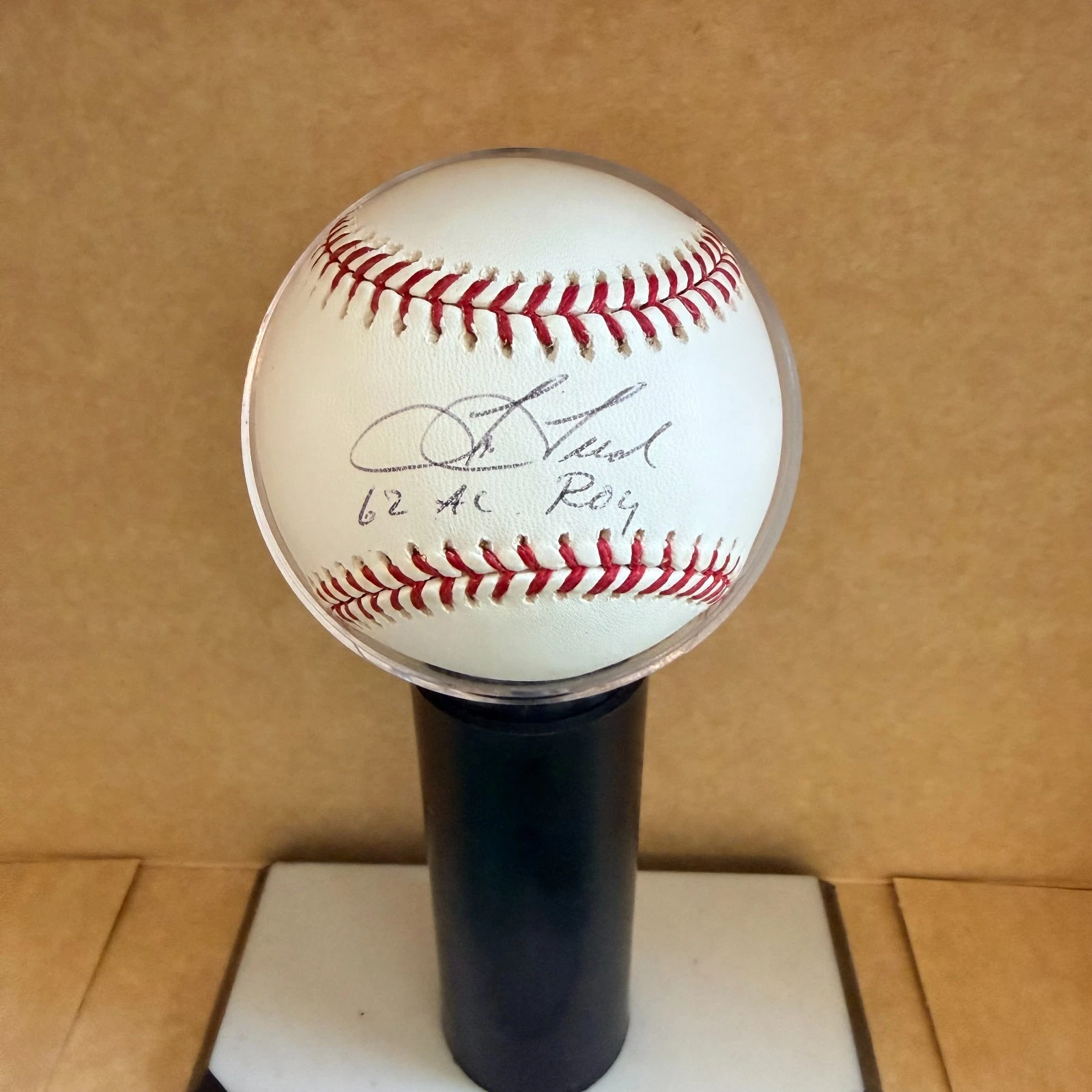 TOM TRESH YANKEES 62 AL ROY  SIGNED AUTOGRAPHED M.L. BASEBALL BECKETT AUTH
