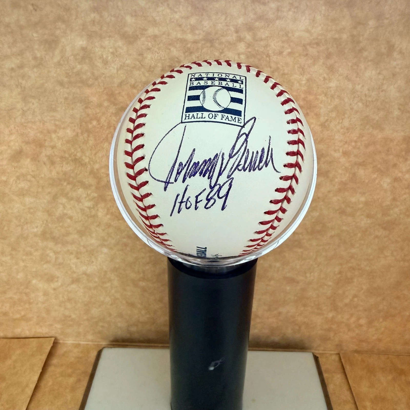 JOHNNY BENCH HOF 89 SIGNED HALL OF FAME BASEBALL BECKETT AUTH