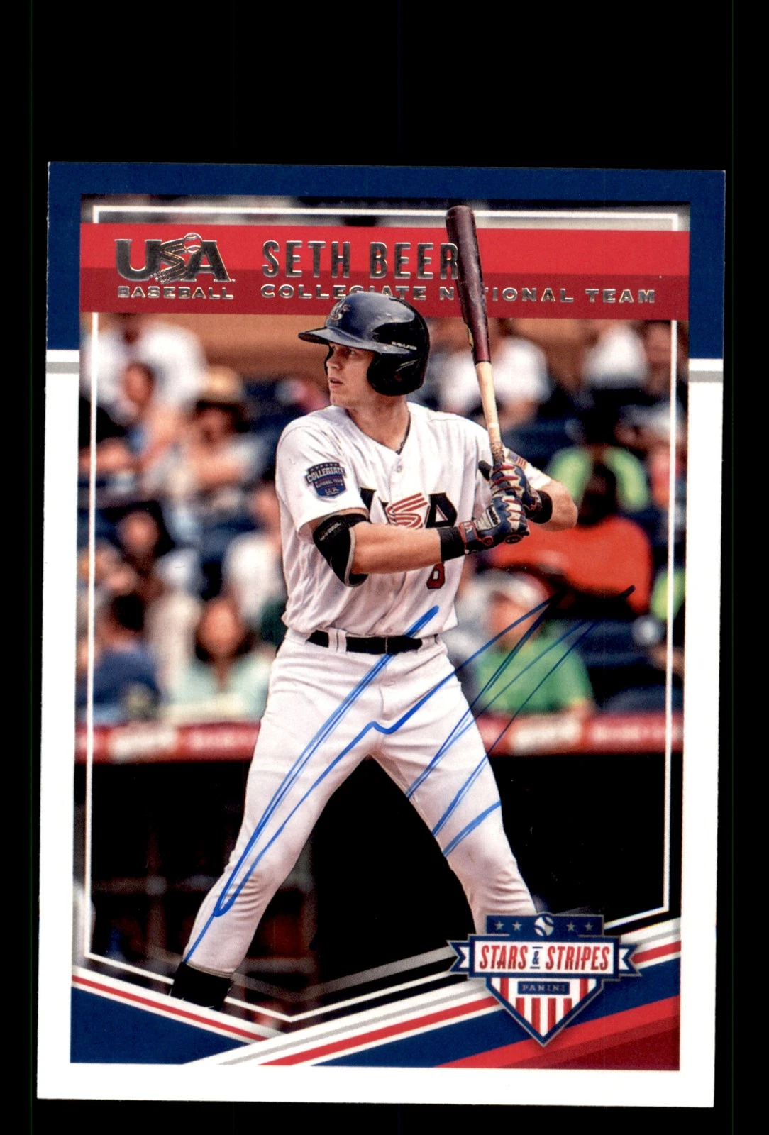Signed Baseball Card Auto Seth Beer 2018 Panini USA Baseball Stars & Stripes #21