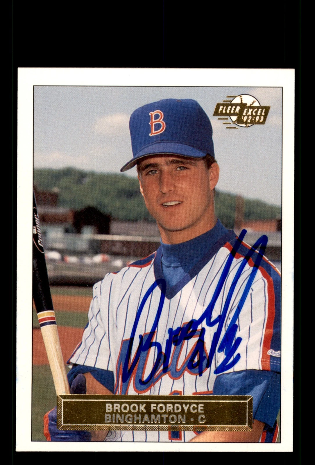 Signed Baseball Card Auto Brook Fordyce 1992-93 Fleer Excel #73 Binghamton Mets
