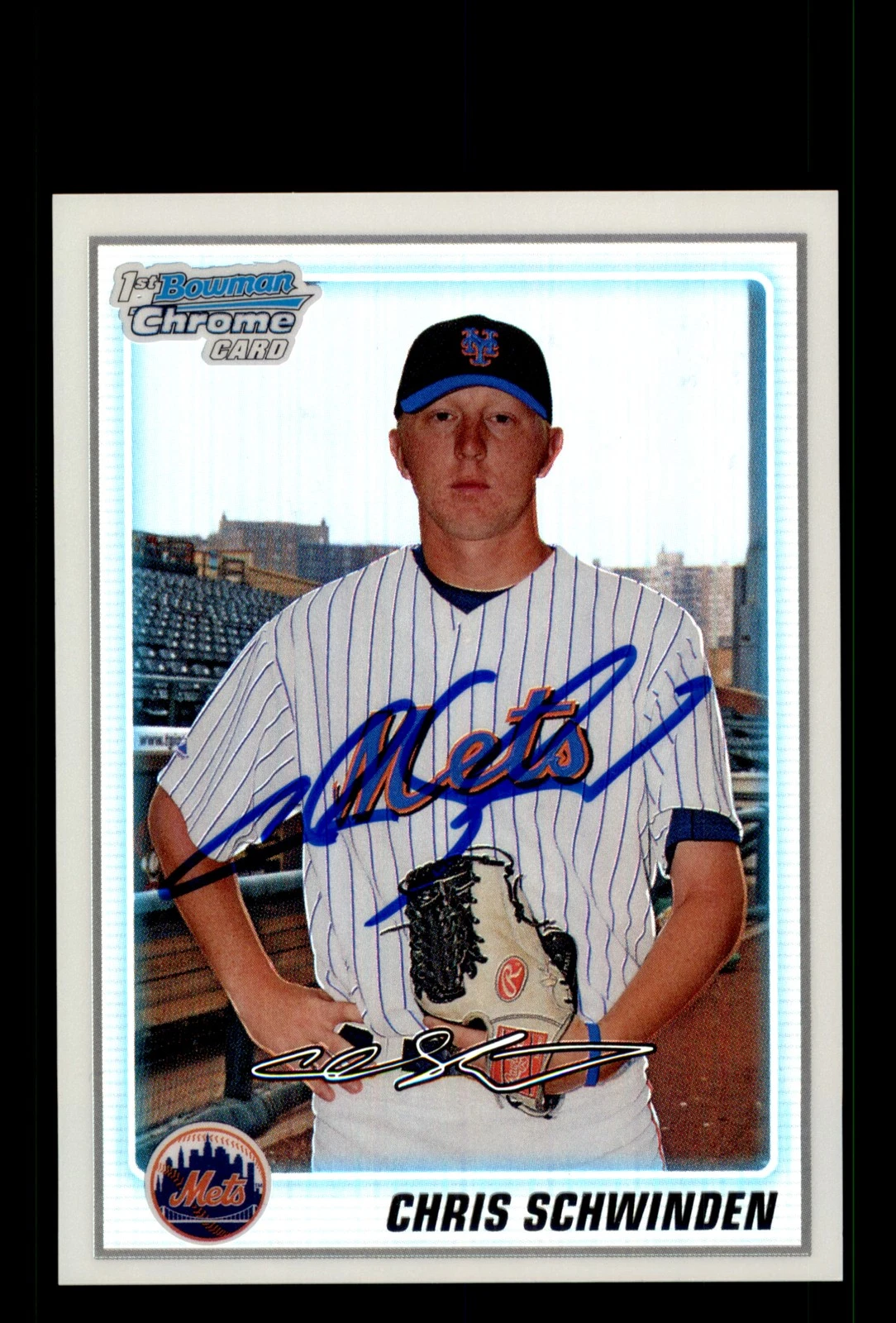 Signed Baseball Card Auto Chris Schwinden 2010 Bowman Chrome #BCP166 Mets