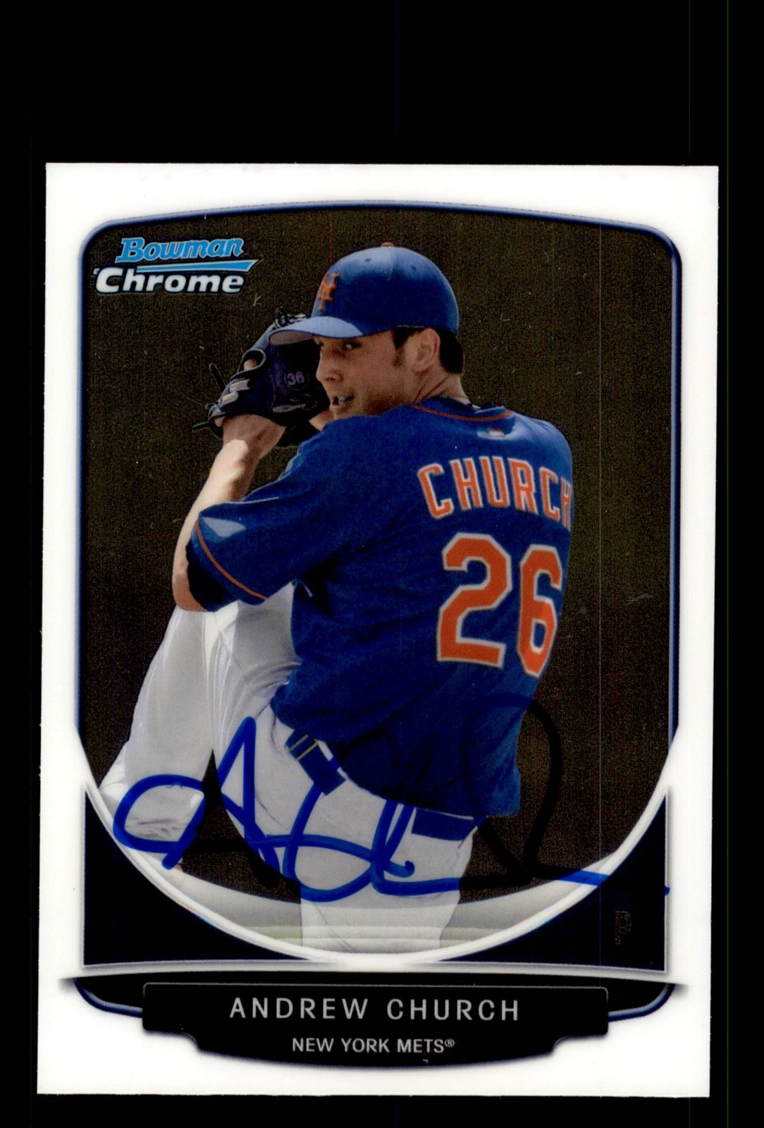Signed Baseball Card Auto Andrew Church 2013 Bowman Chrome #BDPP38 New York Mets