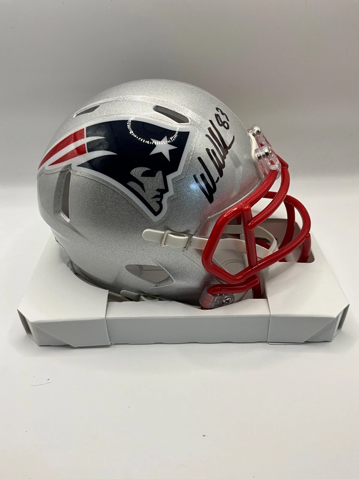 WES WELKER NEW ENGLAND PATRIOTS SIGNED SPEED MINI HELMET JSA