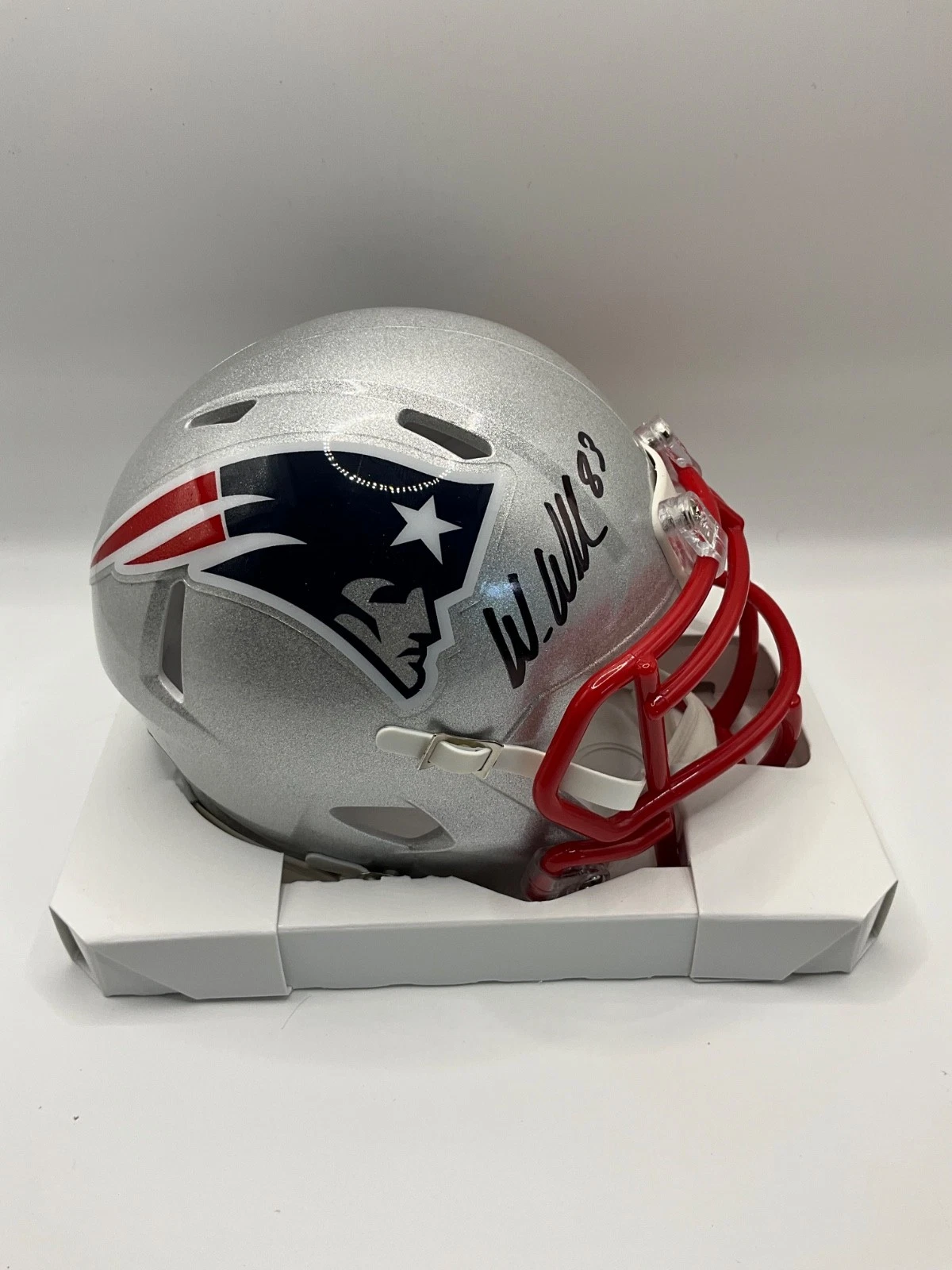 WES WELKER NEW ENGLAND PATRIOTS SIGNED SPEED MINI HELMET JSA