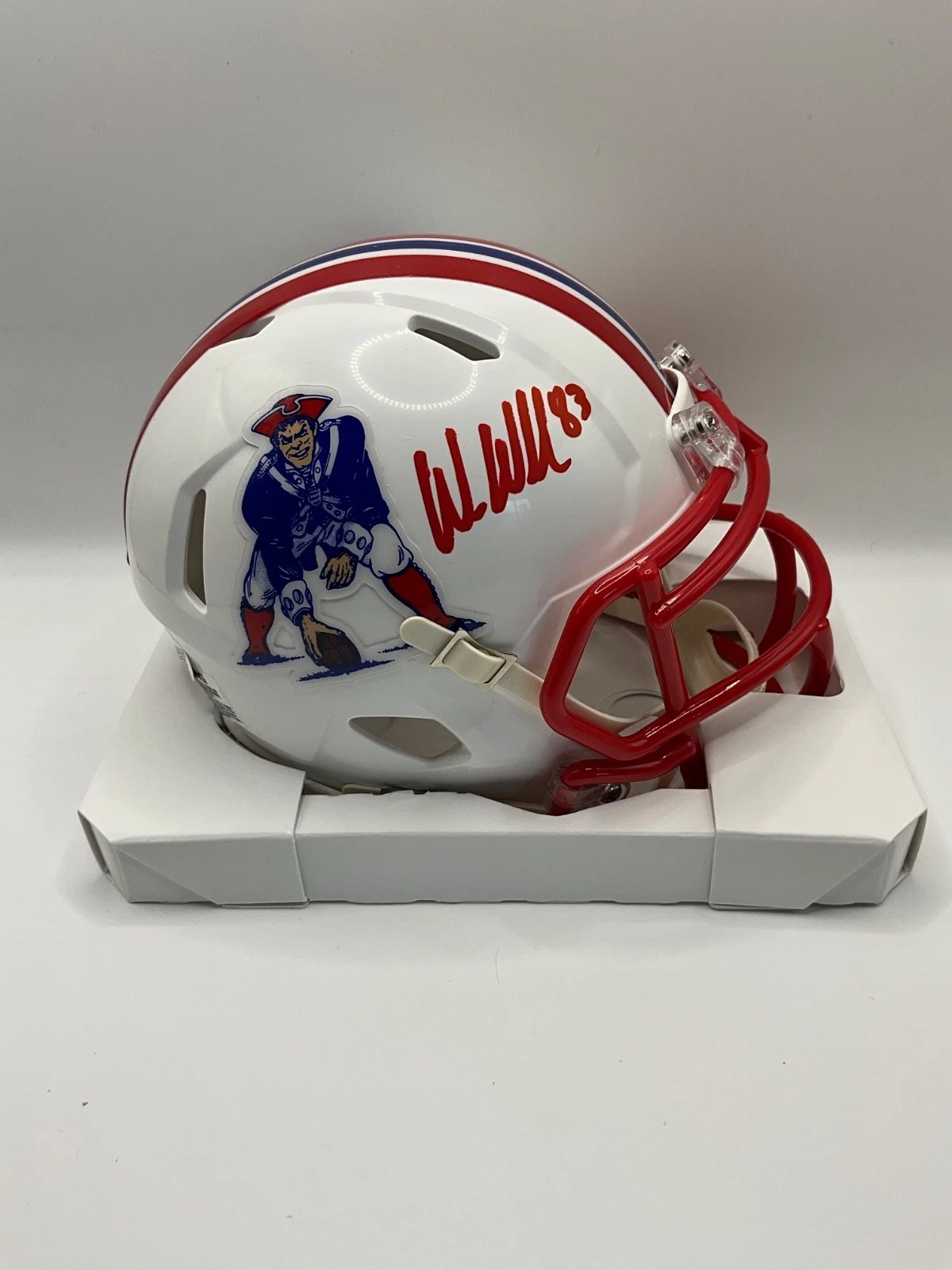 WES WELKER NEW ENGLAND PATRIOTS SIGNED RETRO COLLECTION MINI HELMET JSA