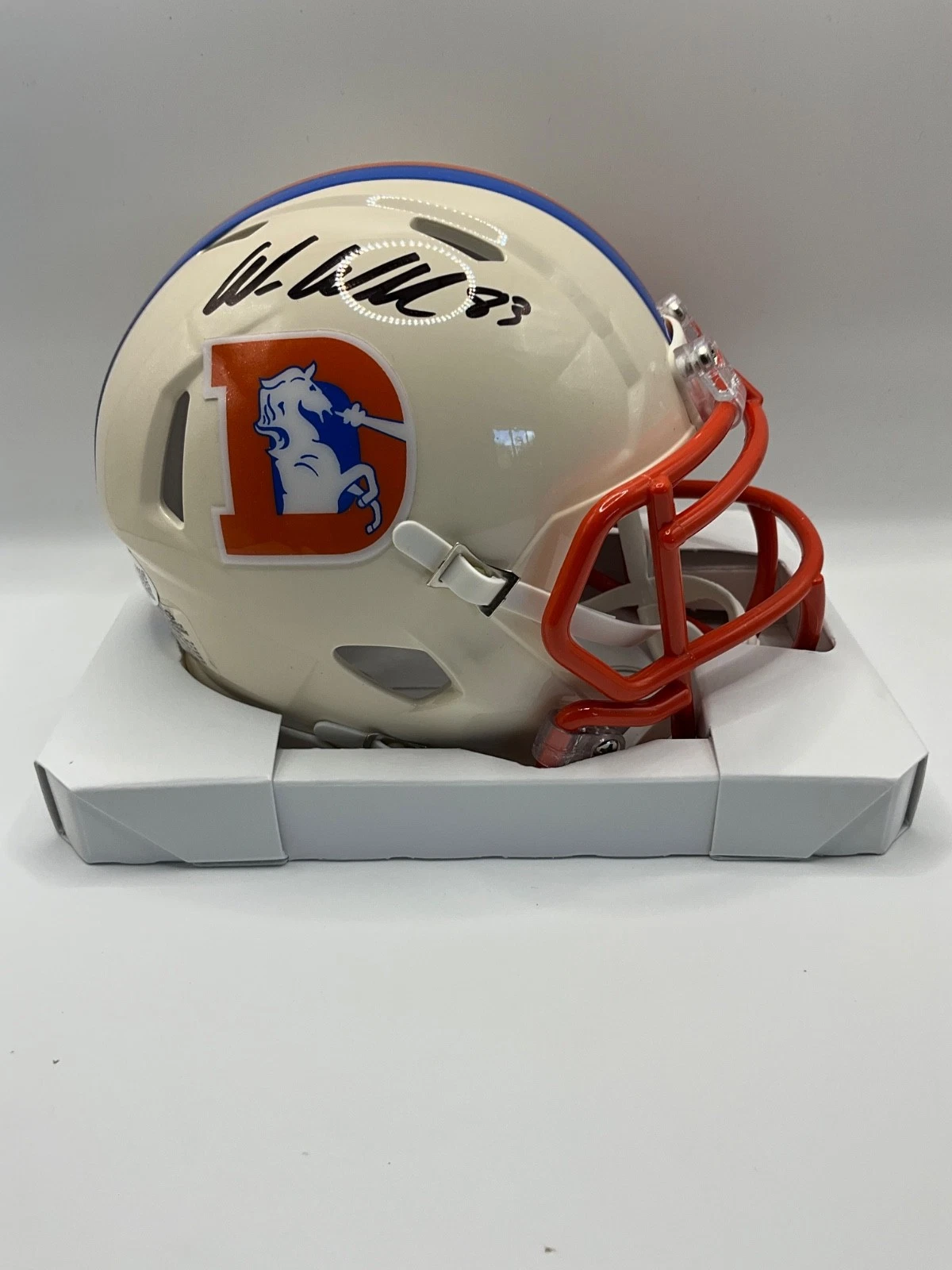 WES WELKER DENVER BRONCOS SIGNED RETRO SPEED MINI HELMET JSA