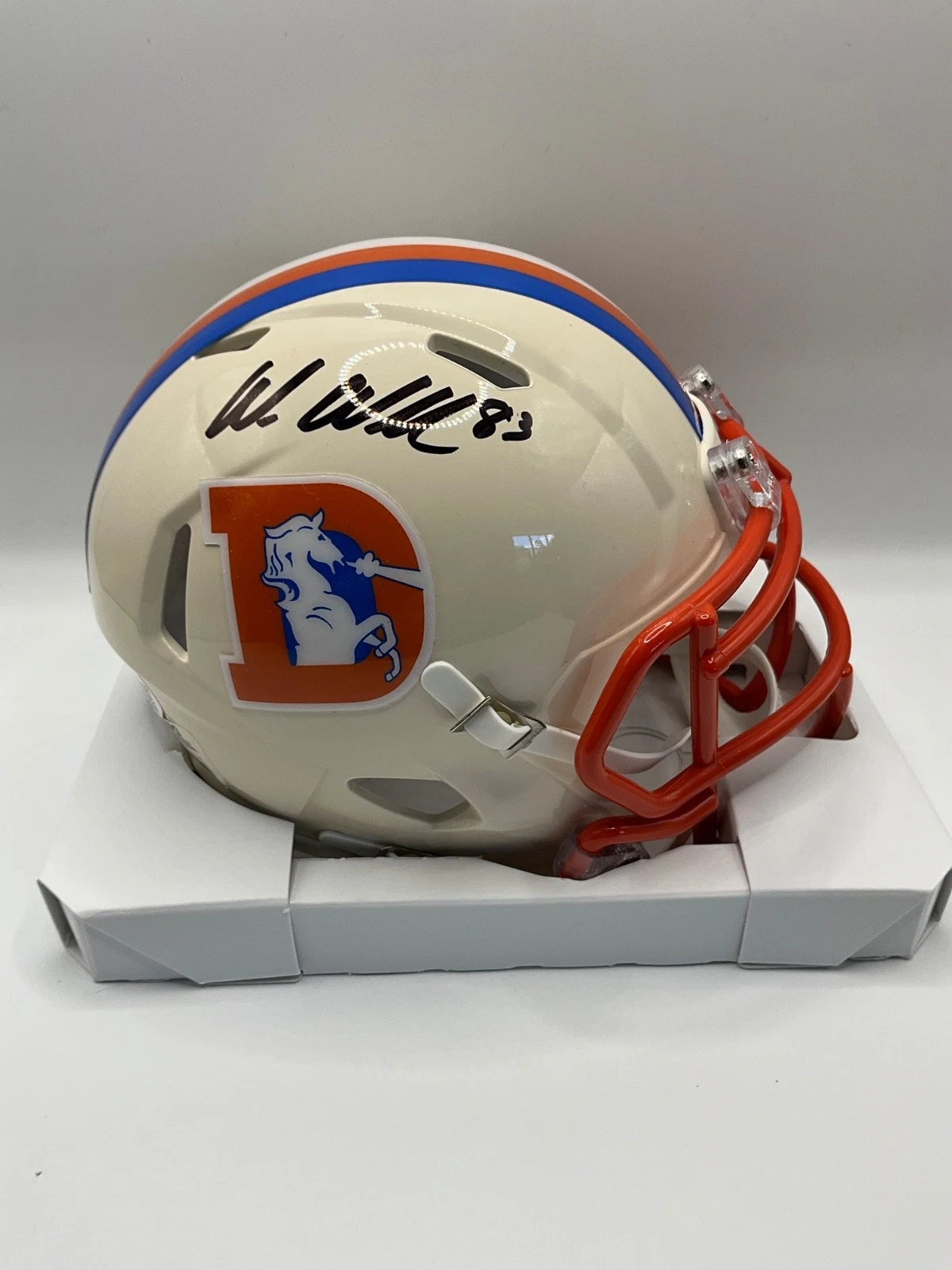 WES WELKER DENVER BRONCOS SIGNED RETRO SPEED MINI HELMET JSA